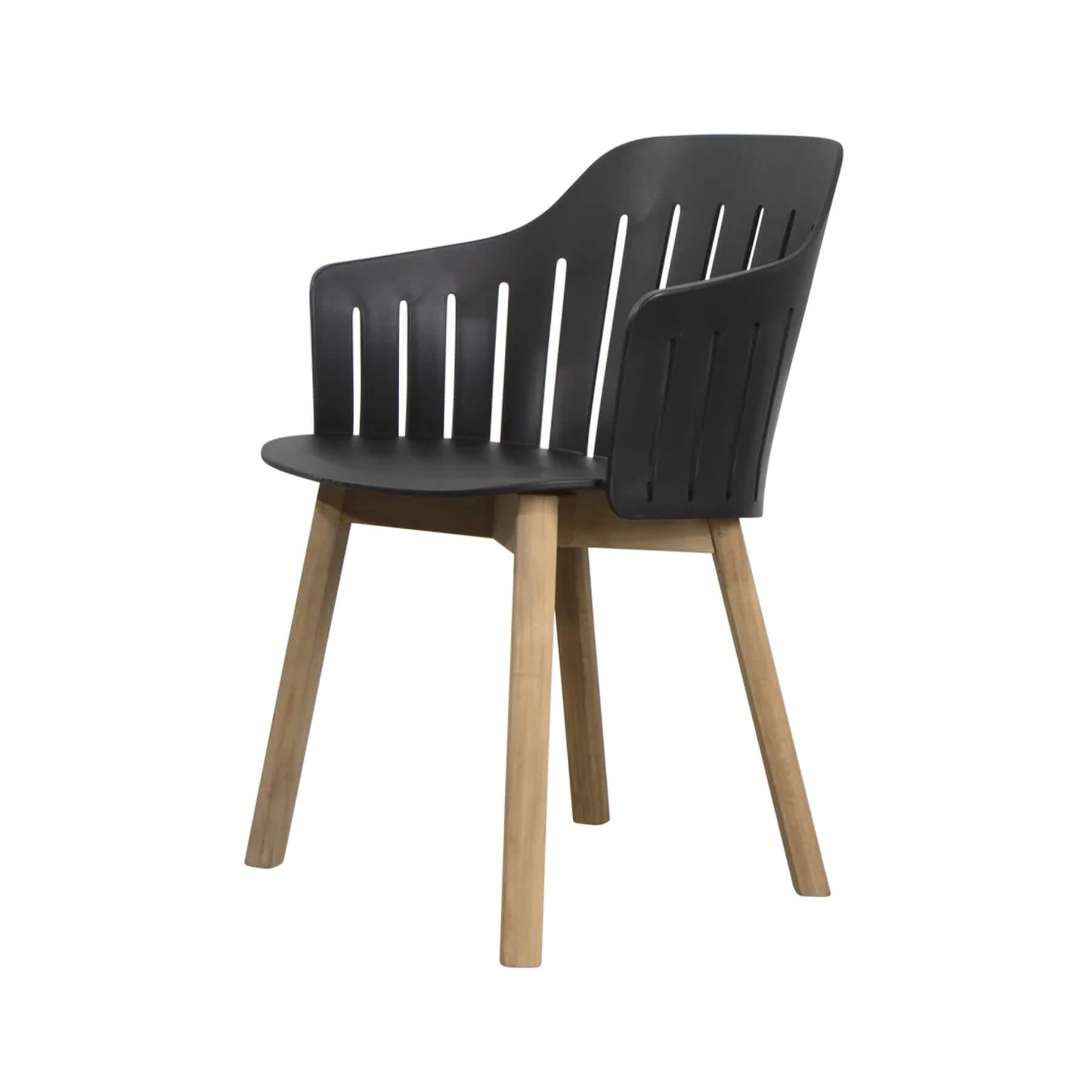 Caneline Choice Outdoor Chair With Teak Legs Black Seat No Cushion