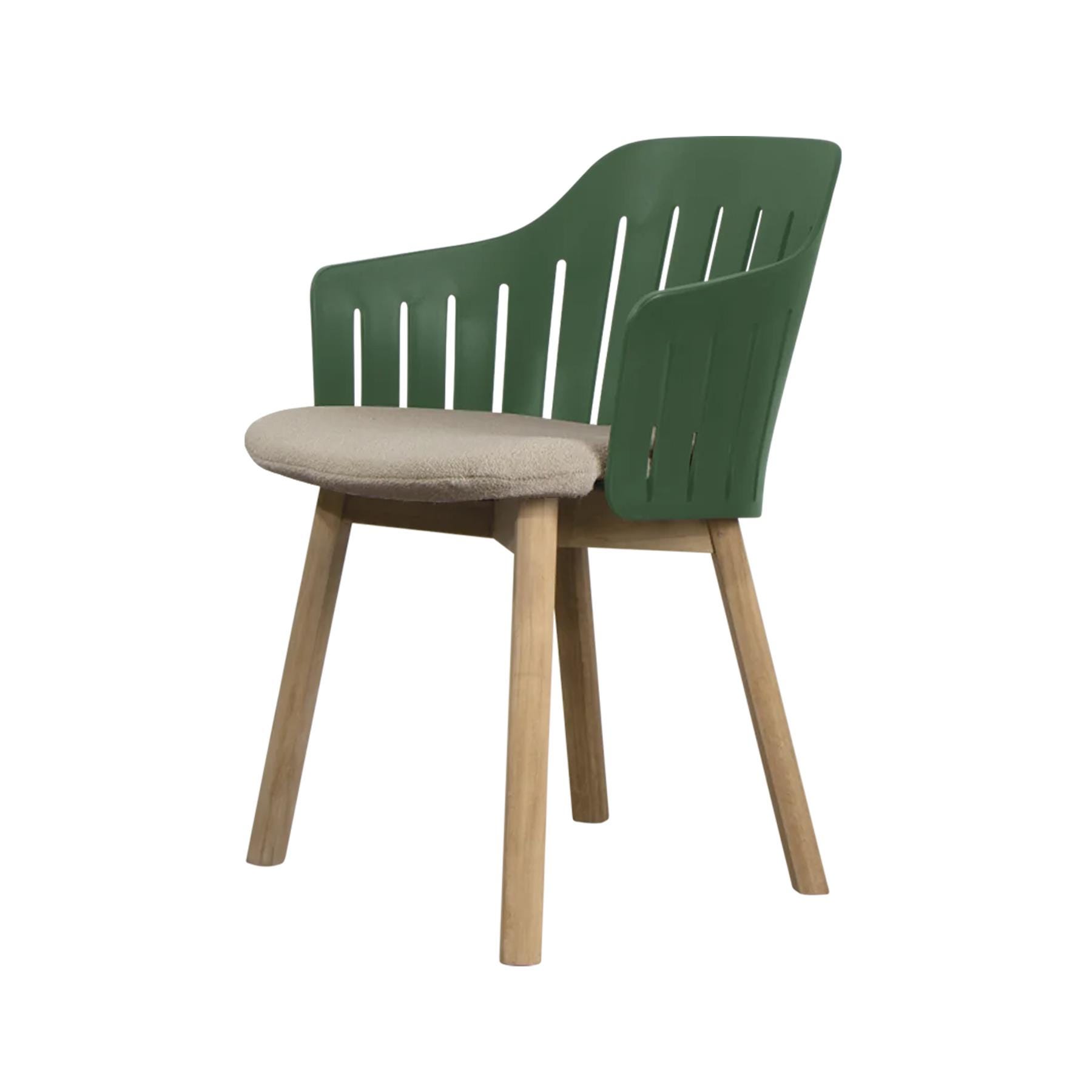 Caneline Choice Outdoor Chair With Teak Legs Dark Green Seat Taupe Cushion