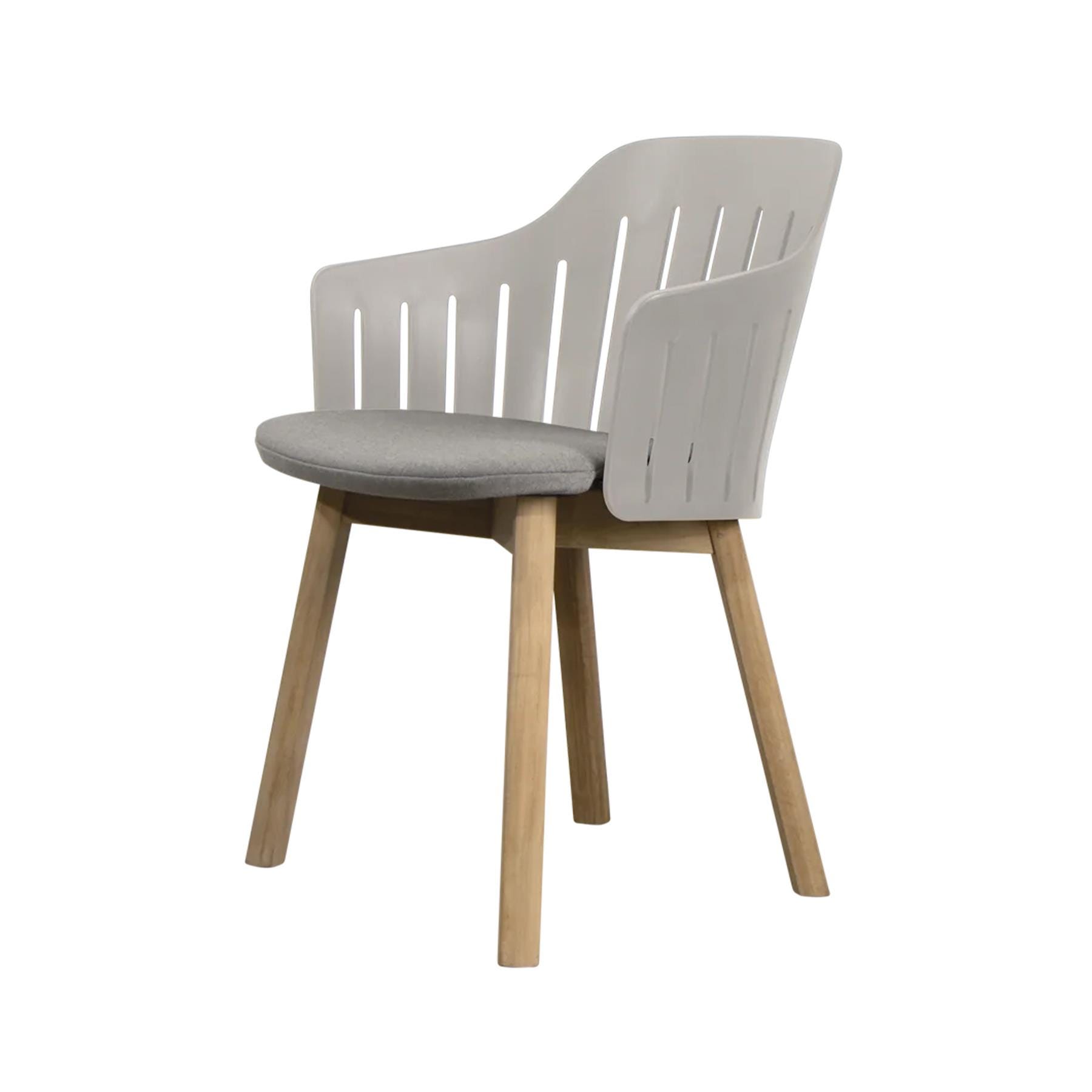 Caneline Choice Outdoor Chair With Teak Legs Taupe Seat Natte Taupe Cushion Brown