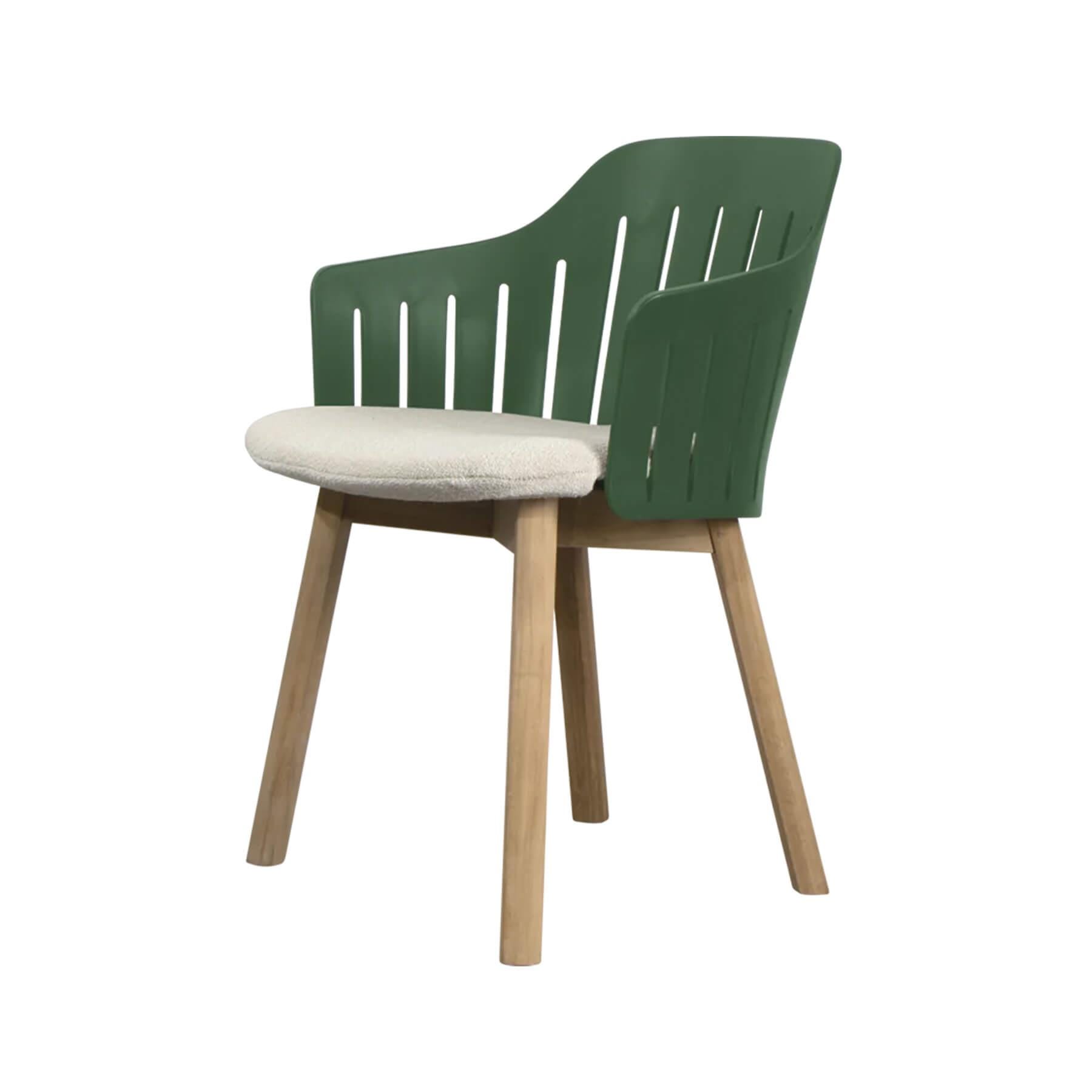 Caneline Choice Outdoor Chair With Teak Legs Dark Green Seat Sand Cushion