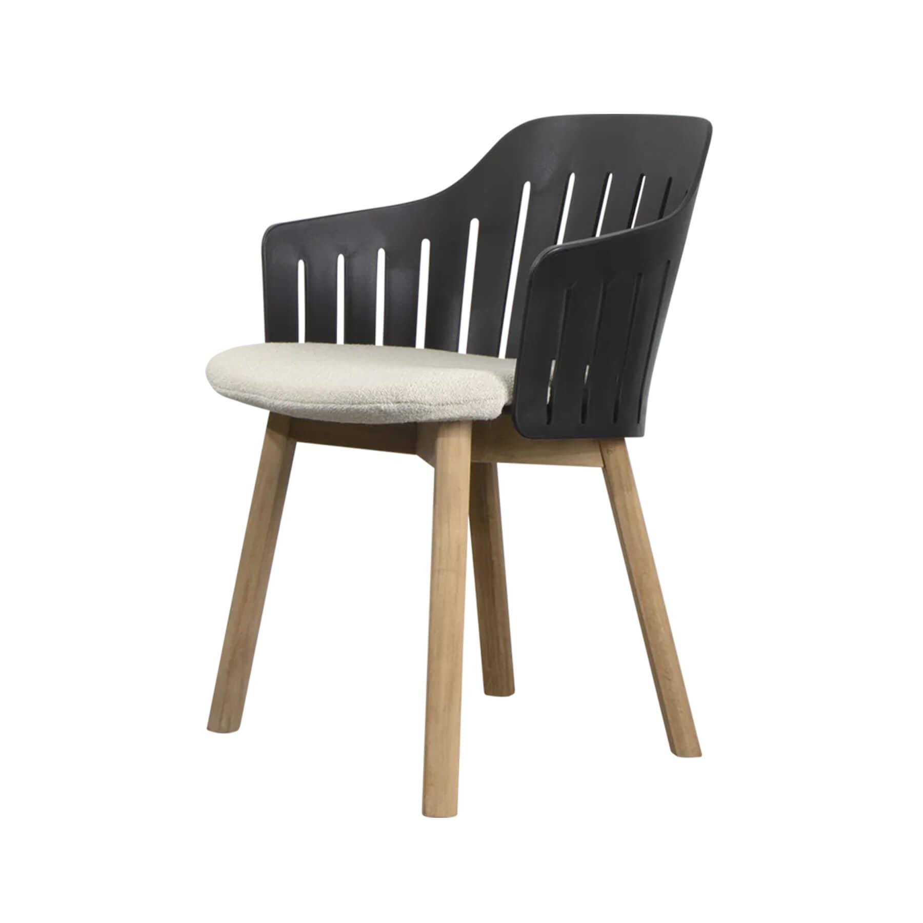 Caneline Choice Outdoor Chair With Teak Legs Black Seat Sand Cushion