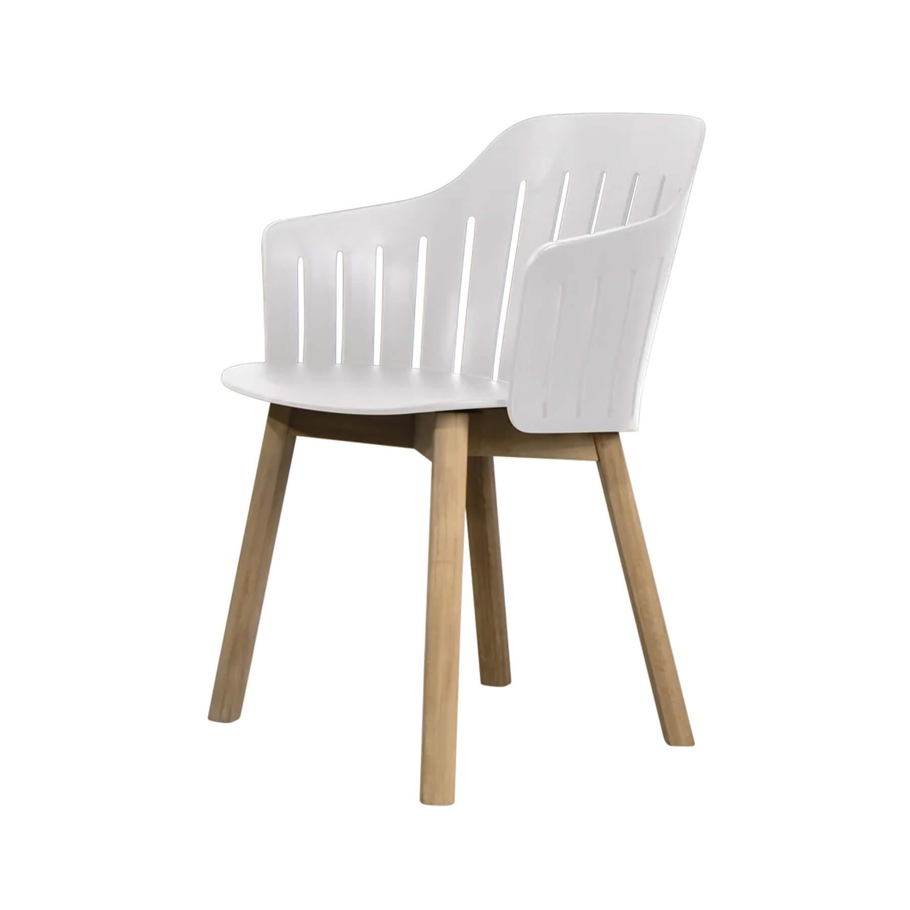 Caneline Choice Outdoor Chair With Teak Legs White Seat No Cushion