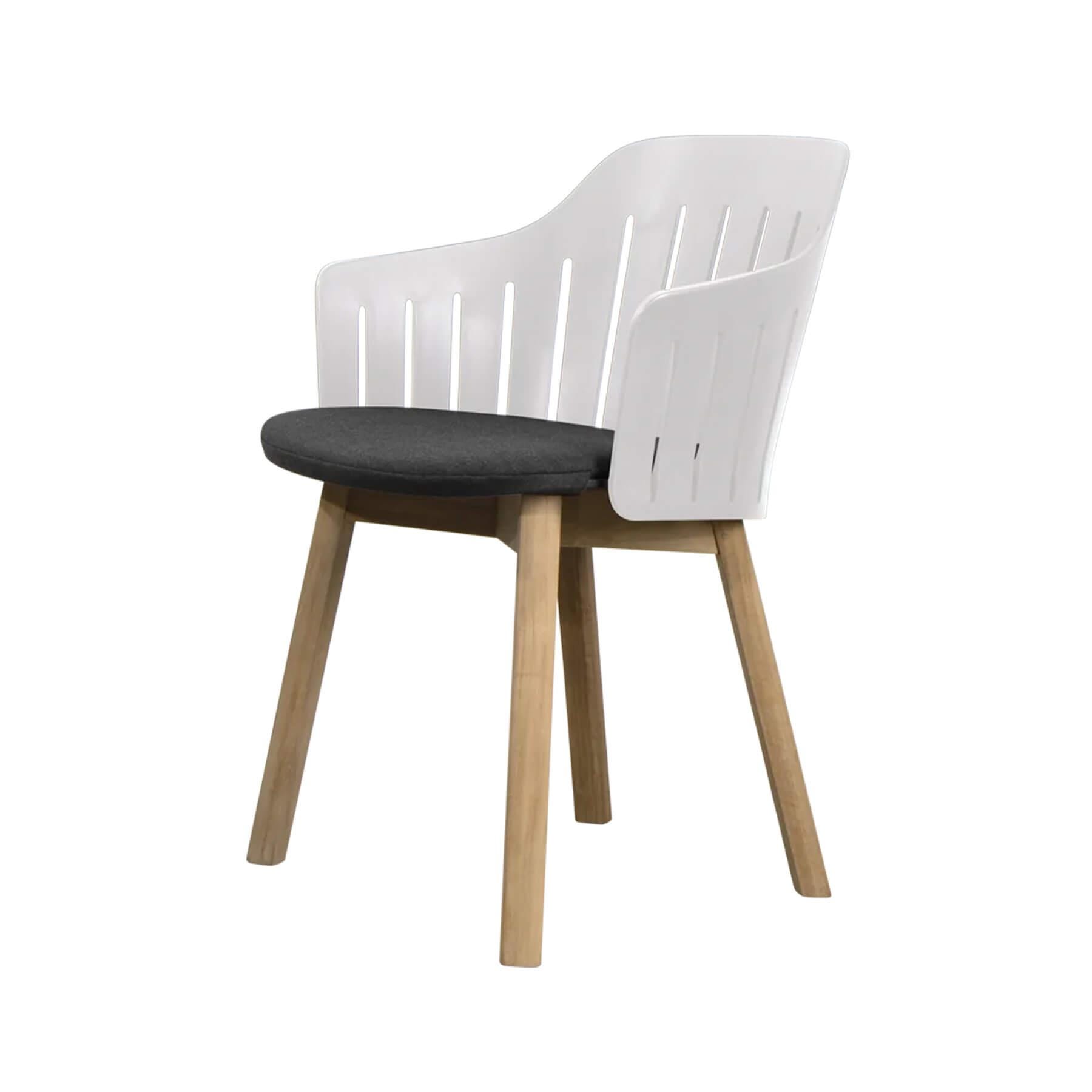 Caneline Choice Outdoor Chair With Teak Legs White Seat Black Cushion