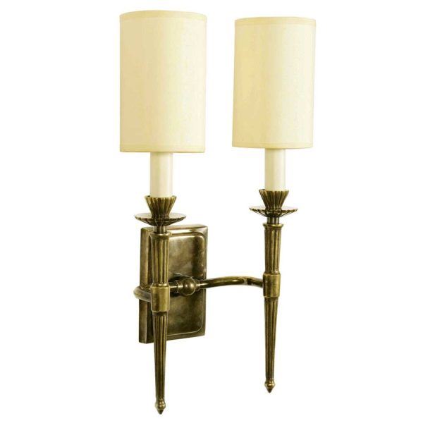 Twin Hampton Wall Light Distressed Ivory Shade