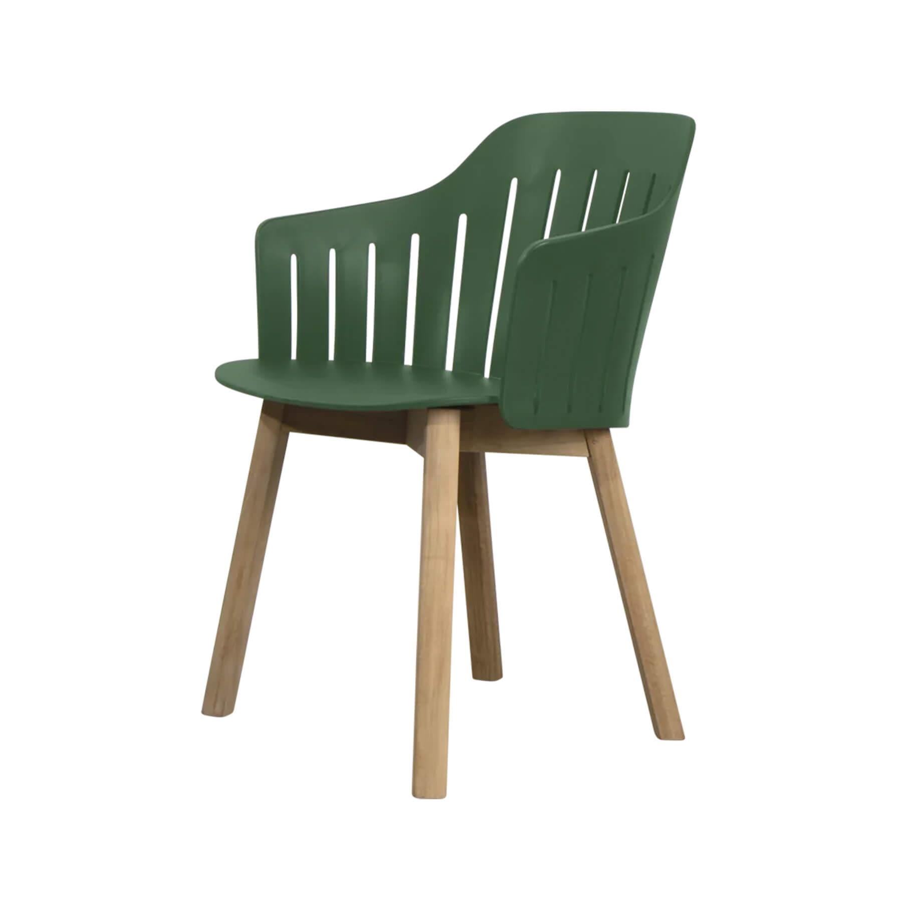 Caneline Choice Outdoor Chair With Teak Legs Dark Green Seat No Cushion