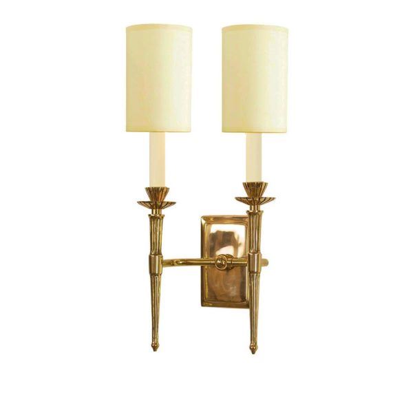 Twin Hampton Wall Light Lacquered Polished Brass Ivory Shade