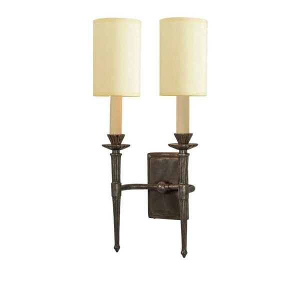 Twin Hampton Wall Light Old Antique Ivory Shade