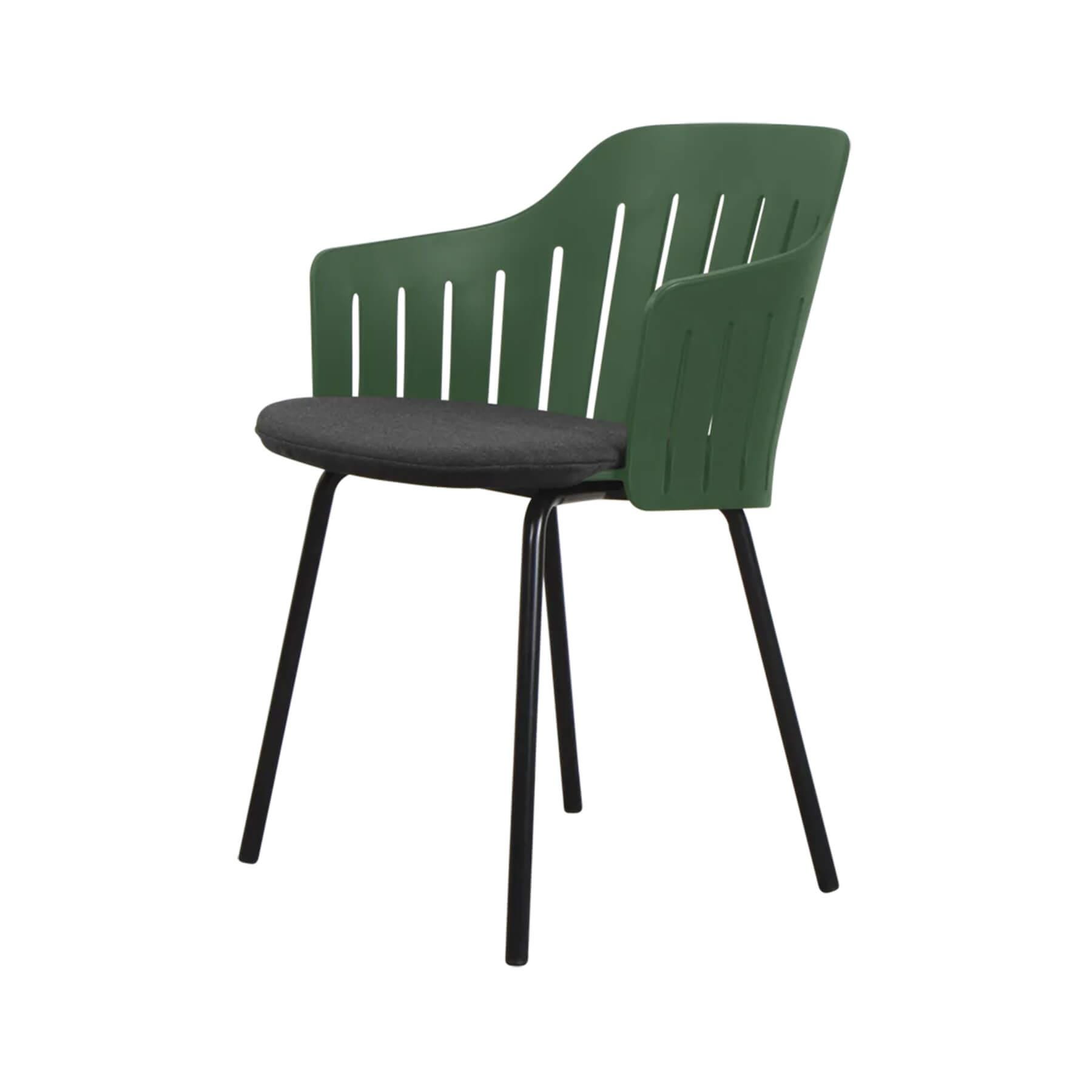 Caneline Choice Outdoor Chair With Steel Legs Dark Green Seat Black Cushion