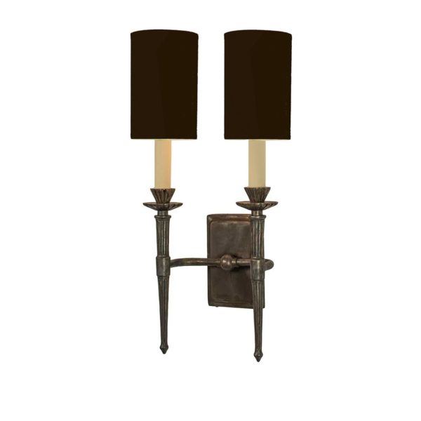 Twin Hampton Wall Light Old Antique Black Shade