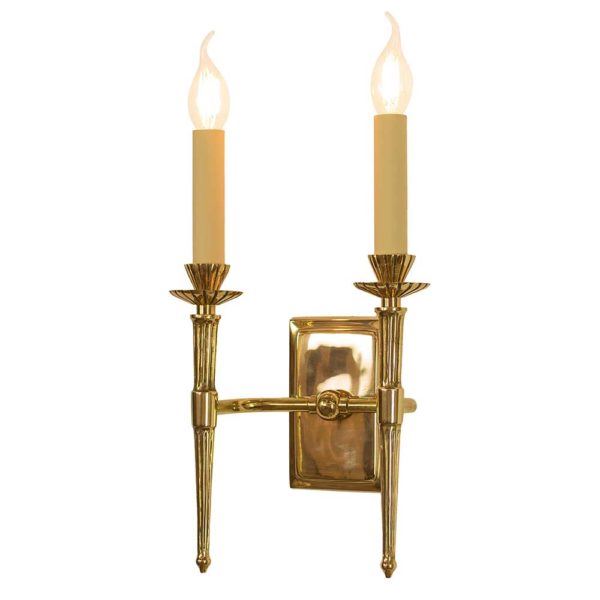 Twin Hampton Wall Light Lacquered Polished Brass No Shade