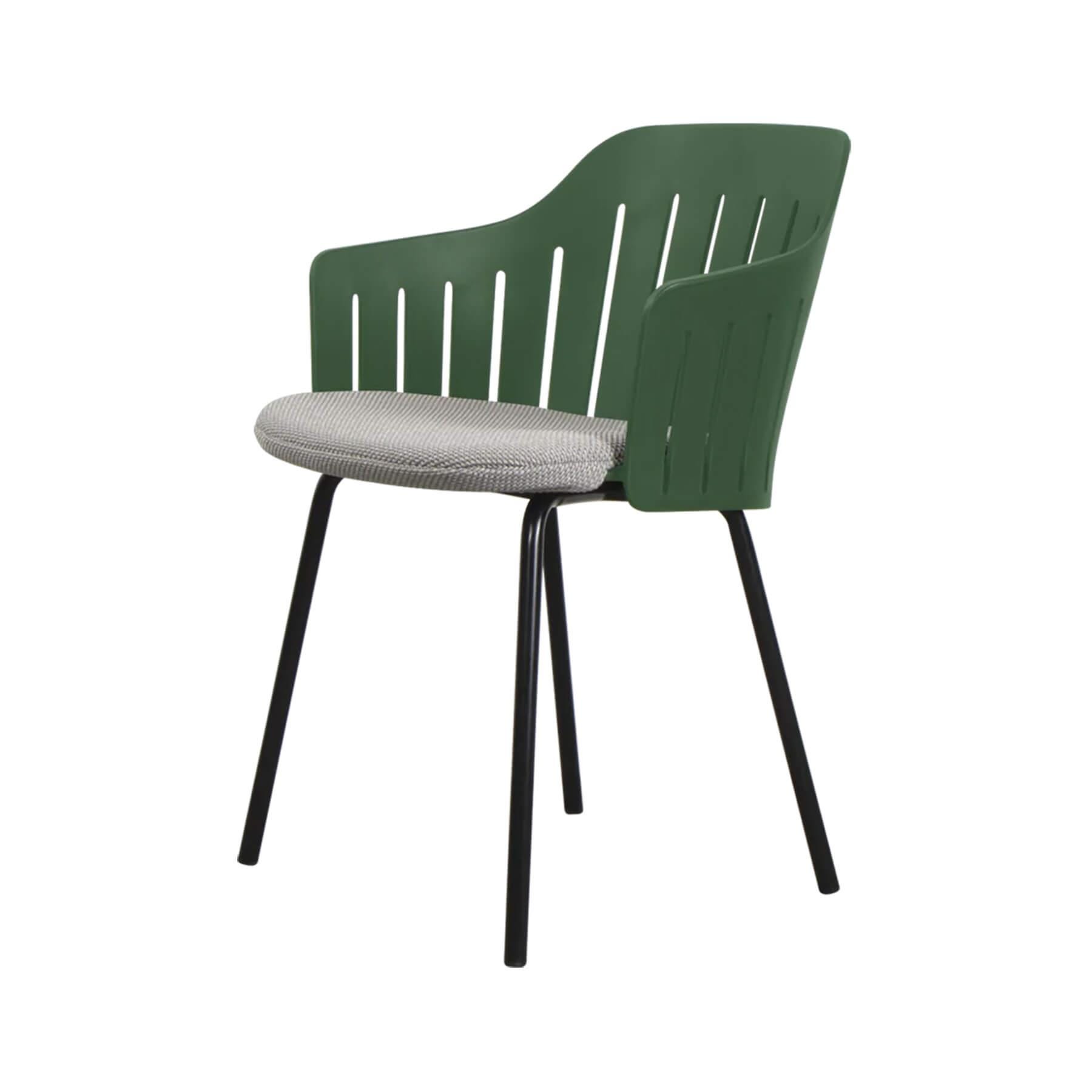 Caneline Choice Outdoor Chair With Steel Legs Dark Green Seat Light Grey Cushion