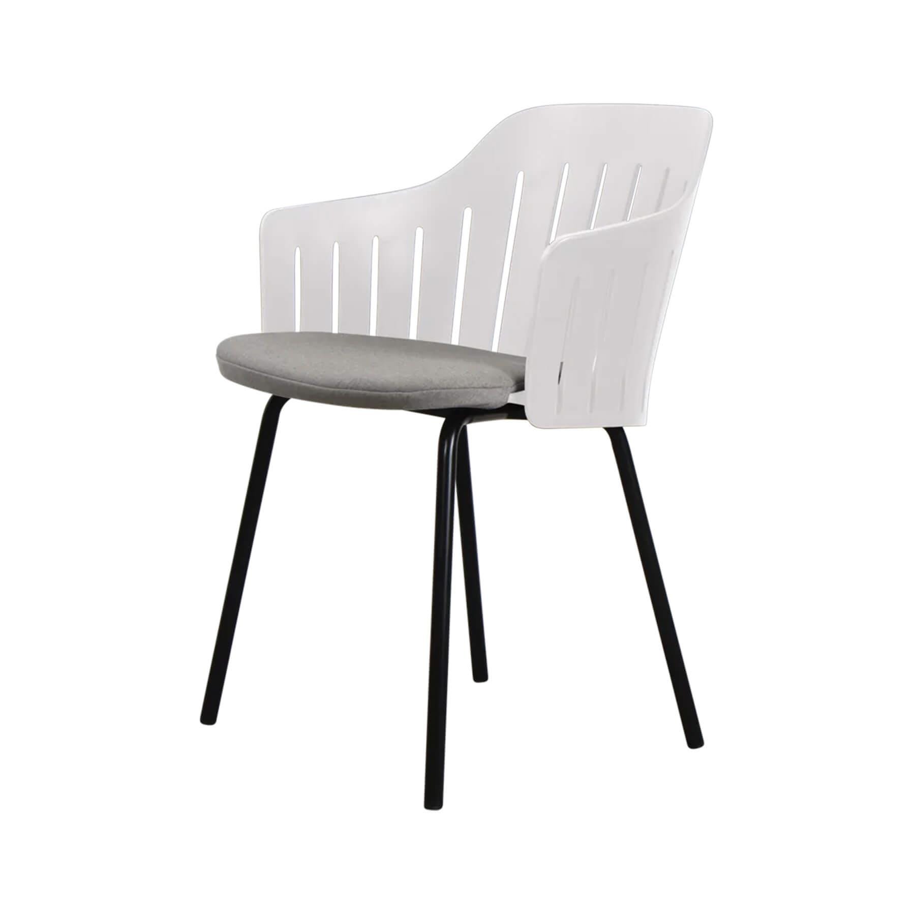 Caneline Choice Outdoor Chair With Steel Legs White Seat Natte Taupe Cushion