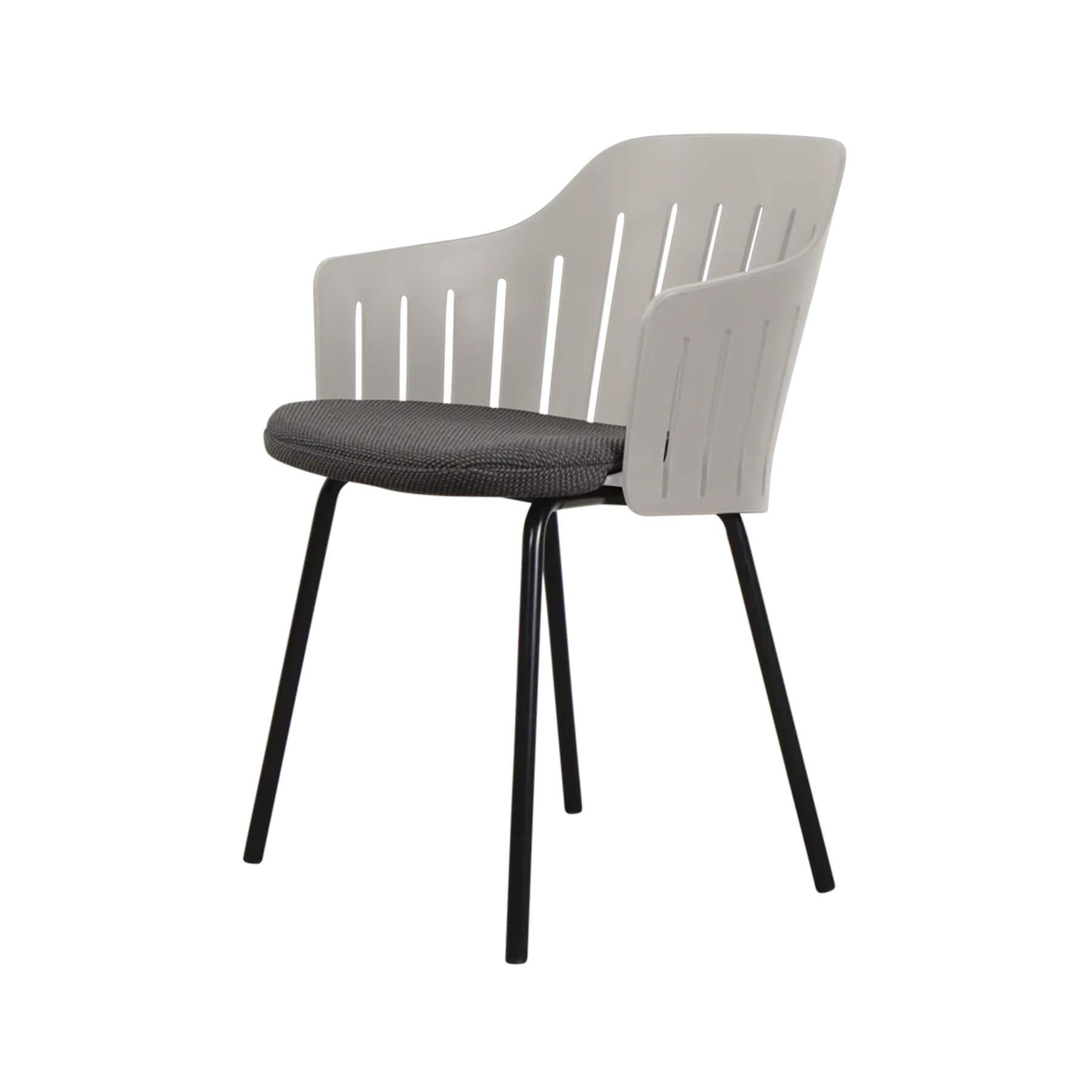 Caneline Choice Outdoor Chair With Steel Legs Taupe Seat Dark Grey Cushion Brown