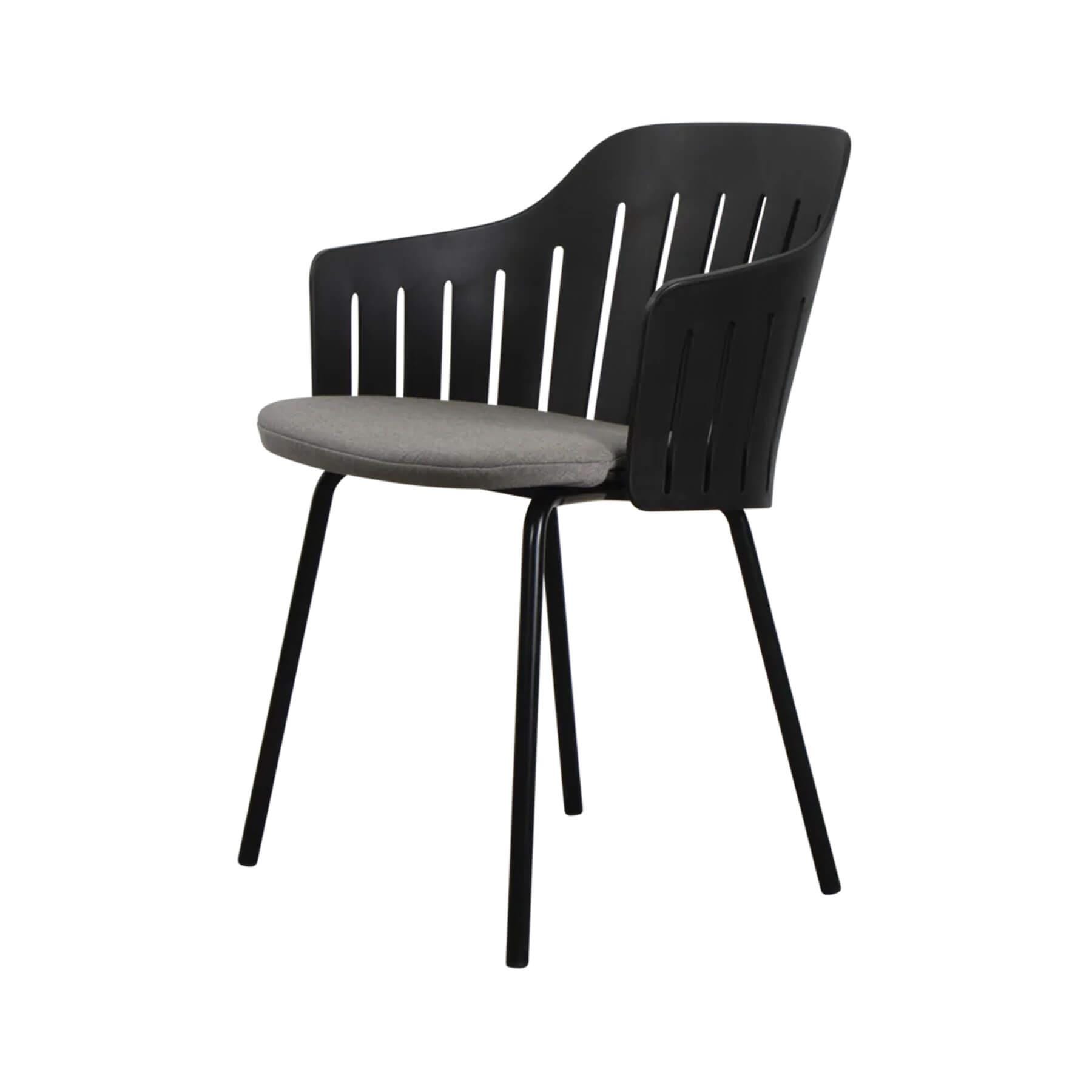 Caneline Choice Outdoor Chair With Steel Legs Black Seat Natte Taupe Cushion