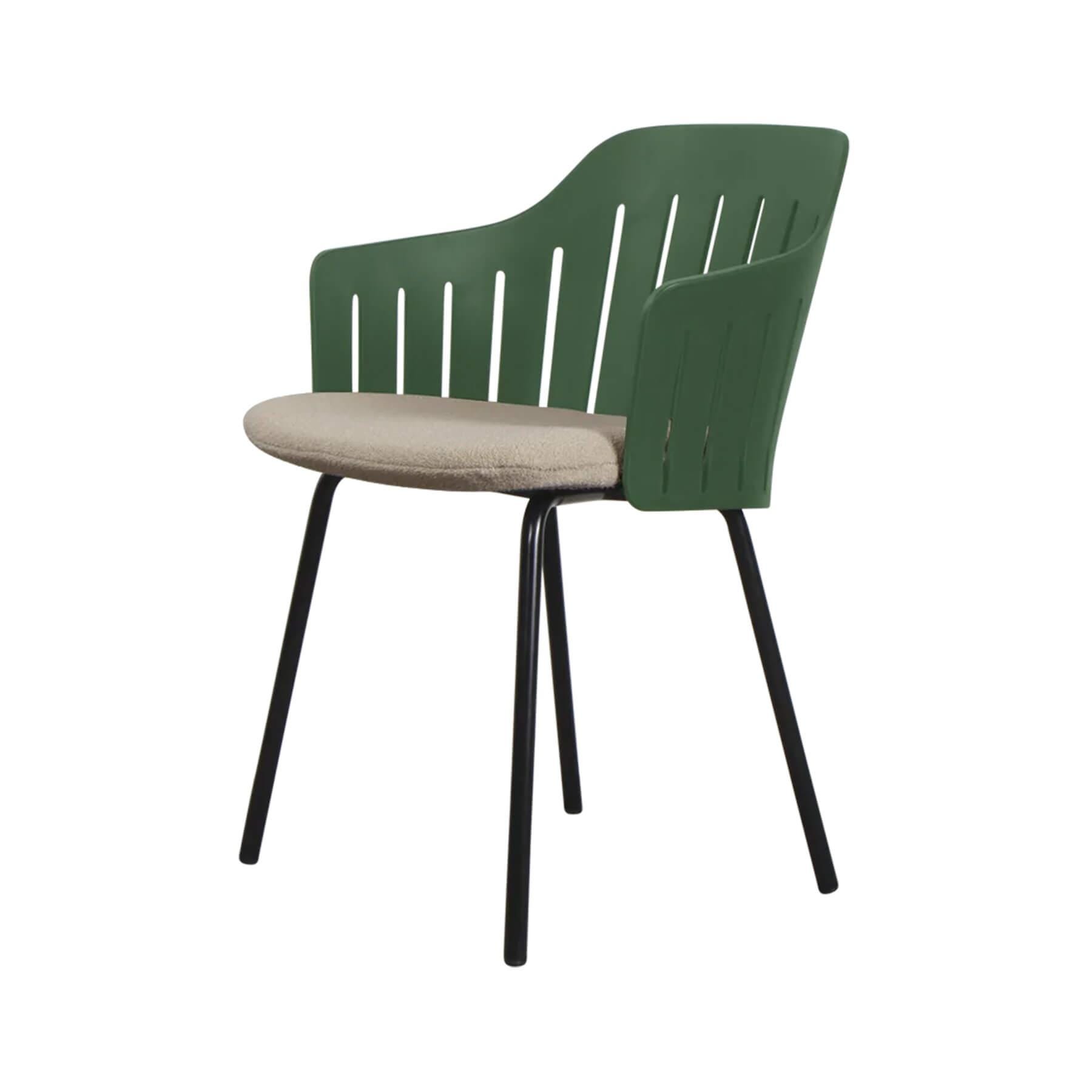Caneline Choice Outdoor Chair With Steel Legs Dark Green Seat Taupe Cushion