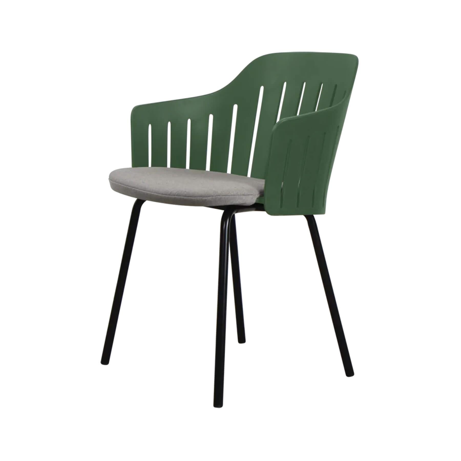 Caneline Choice Outdoor Chair With Steel Legs Dark Green Seat Natte Taupe Cushion