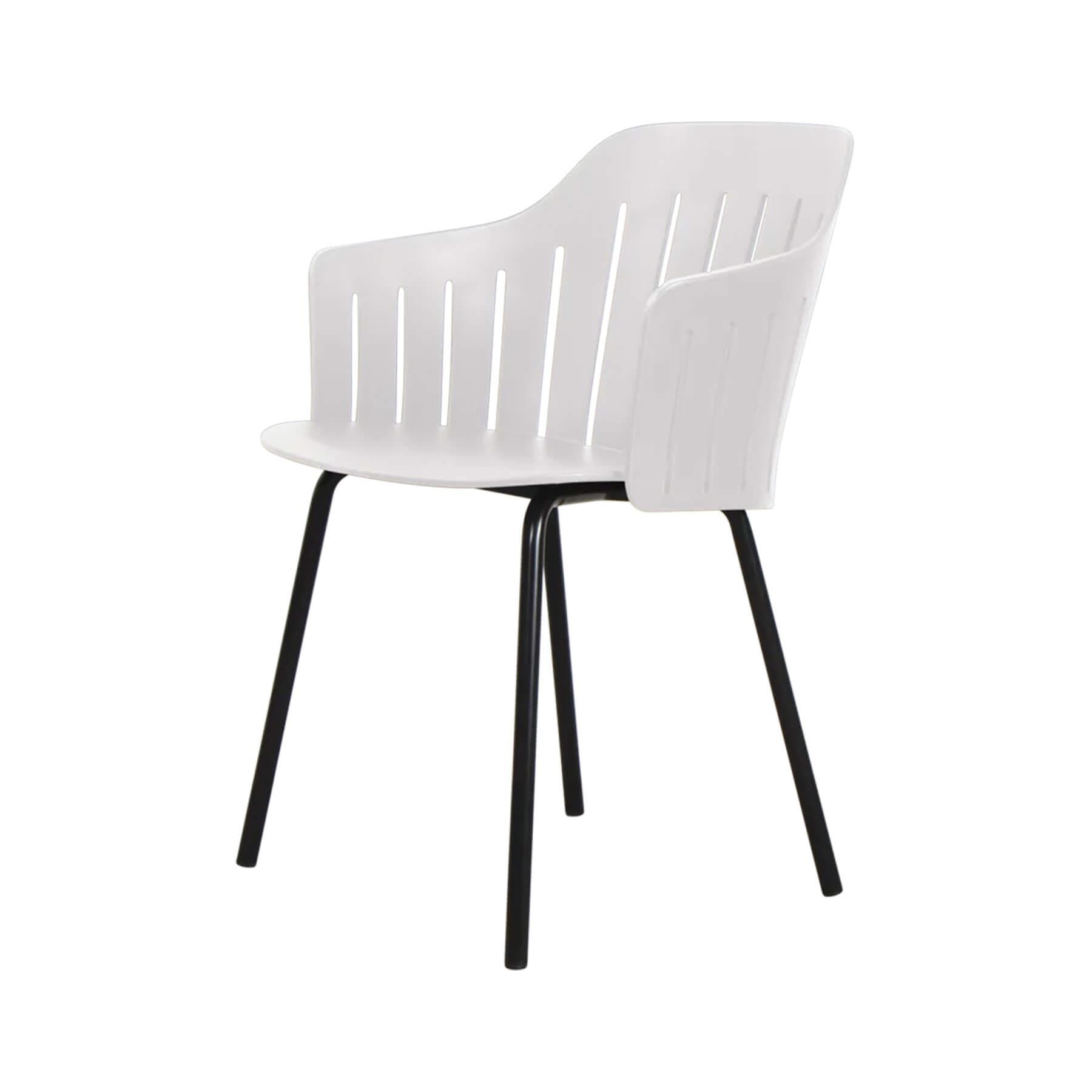 Caneline Choice Outdoor Chair With Steel Legs White Seat No Cushion