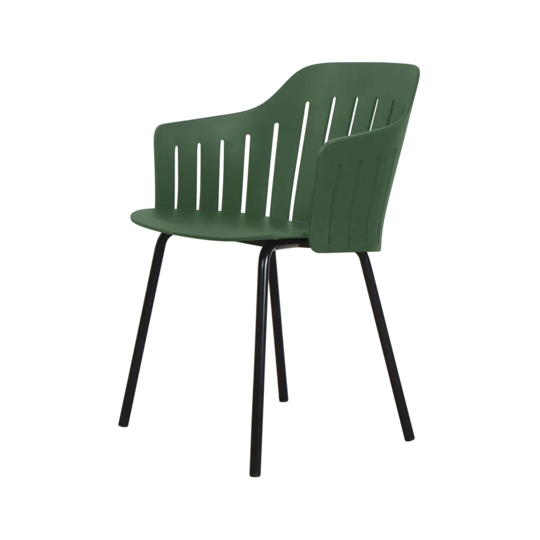 Caneline Choice Outdoor Chair With Steel Legs Dark Green Seat No Cushion