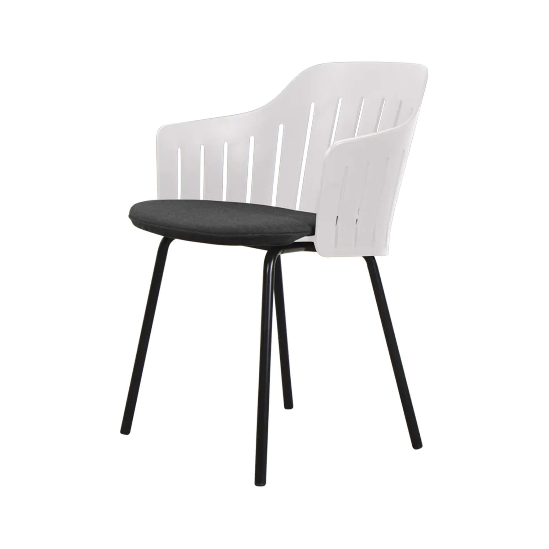 Caneline Choice Outdoor Chair With Steel Legs White Seat Black Cushion