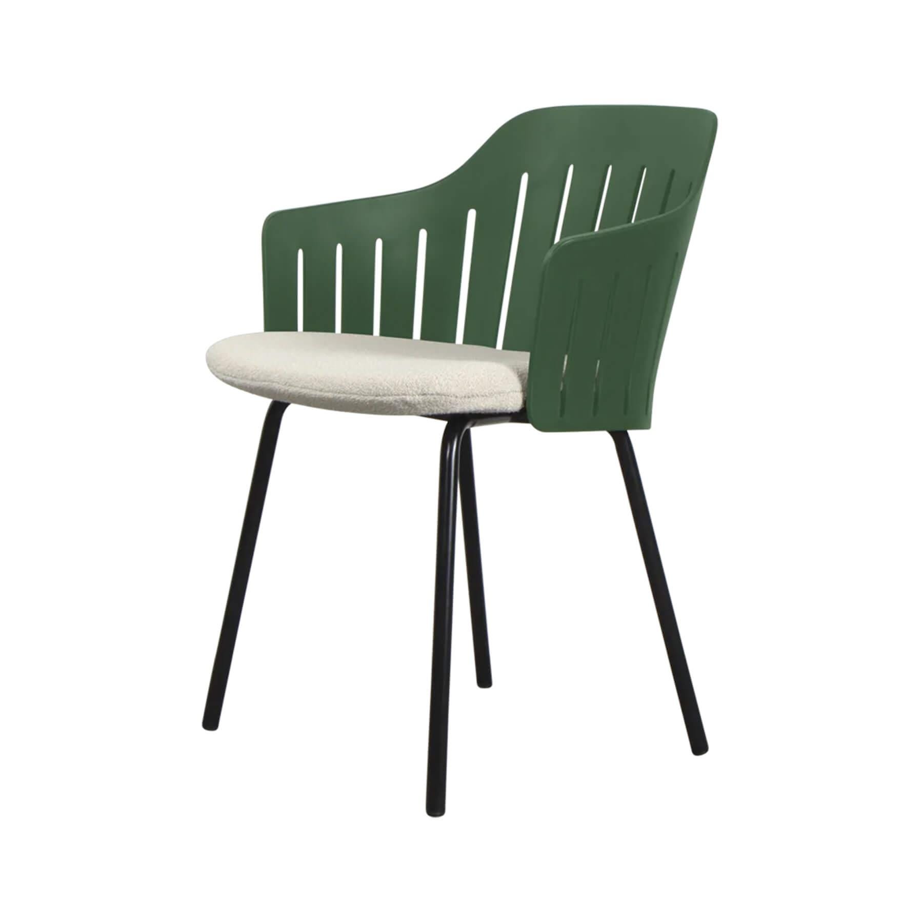 Caneline Choice Outdoor Chair With Steel Legs Dark Green Seat Sand Cushion