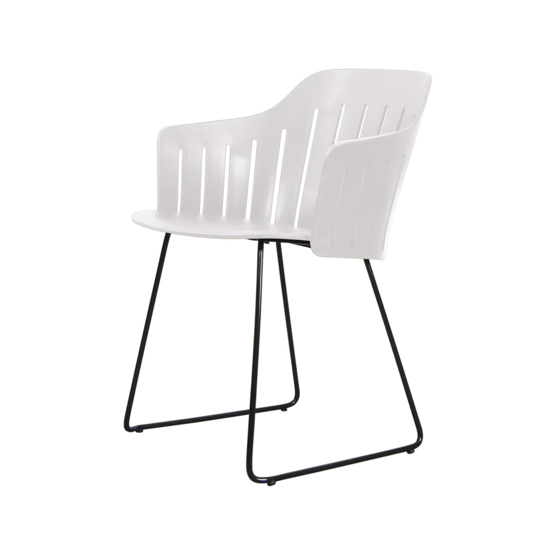 Caneline Choice Outdoor Chair With Steel Sled Legs White Seat No Cushion