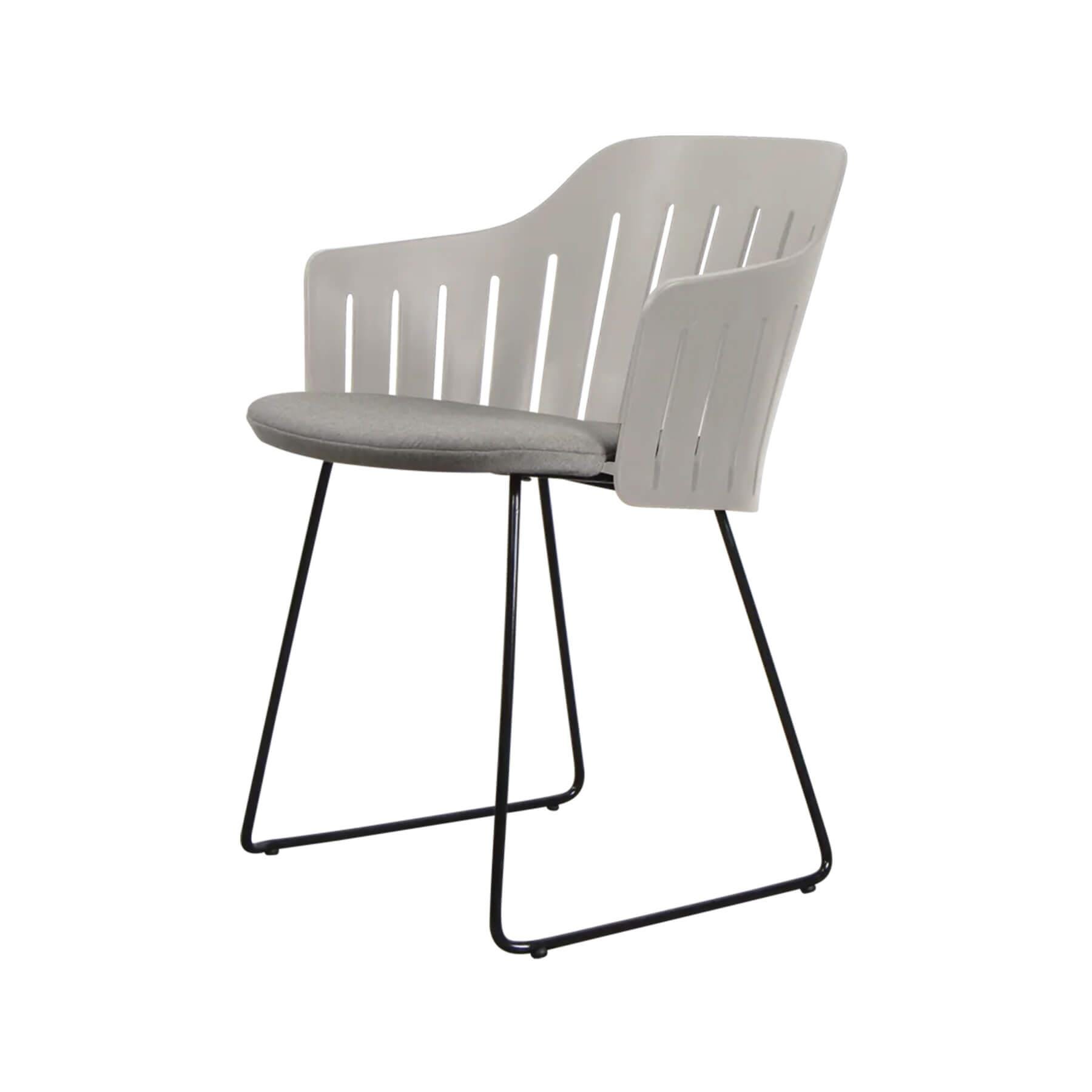 Caneline Choice Outdoor Chair With Steel Sled Legs Taupe Seat Natte Taupe Cushion Brown