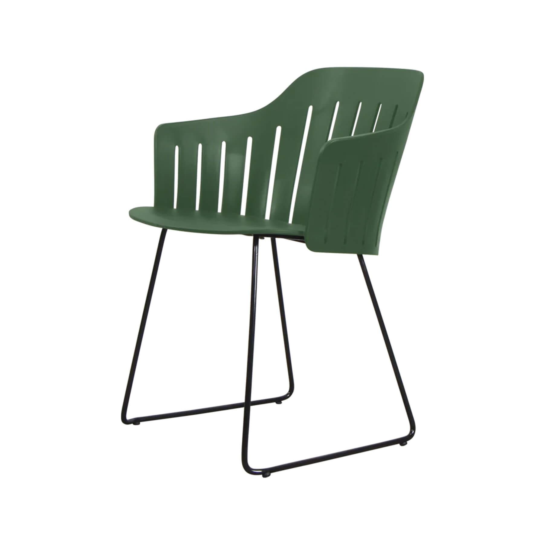 Caneline Choice Outdoor Chair With Steel Sled Legs Dark Green Seat No Cushion