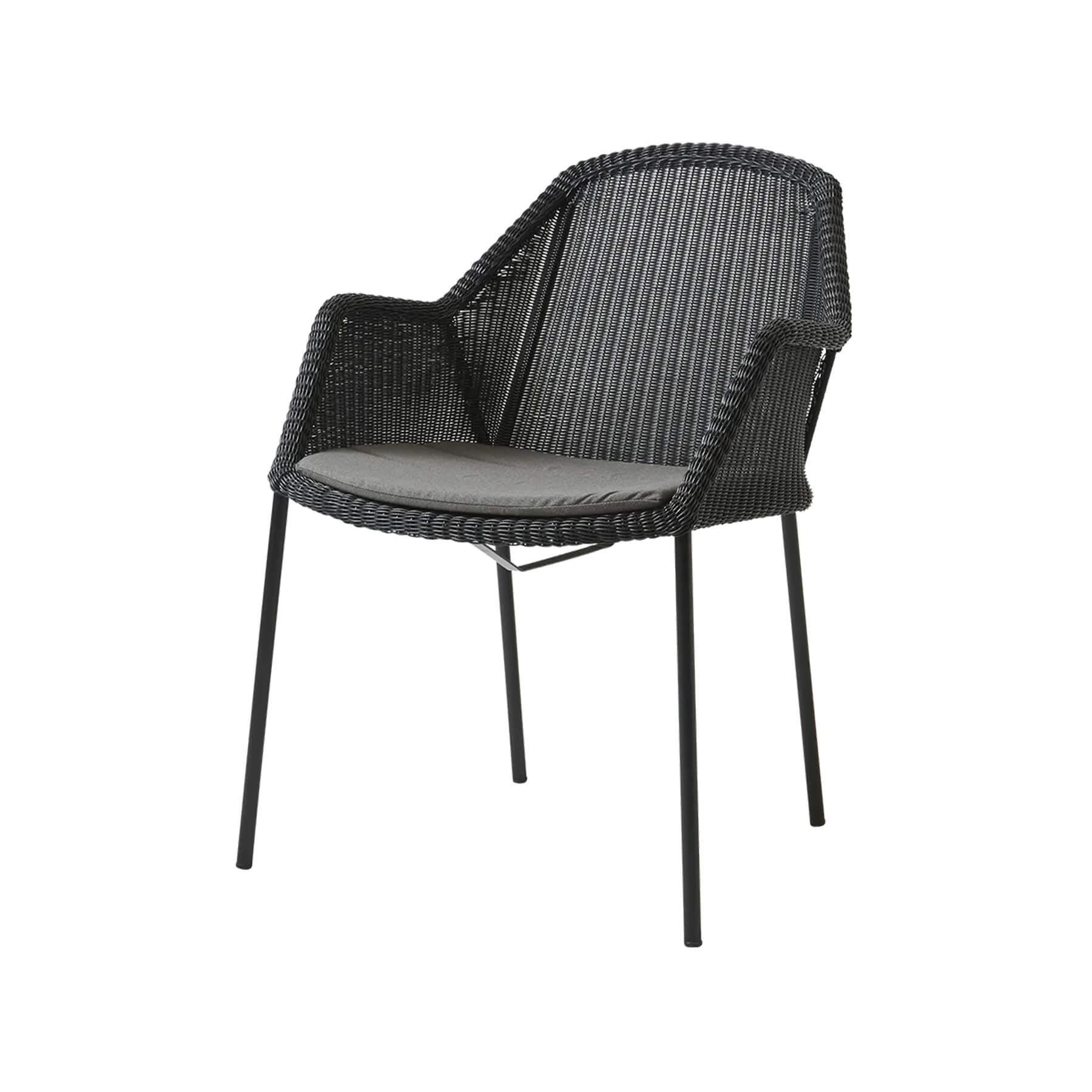 Caneline Breeze Outdoor Chair Black Seat Taupe Cushion