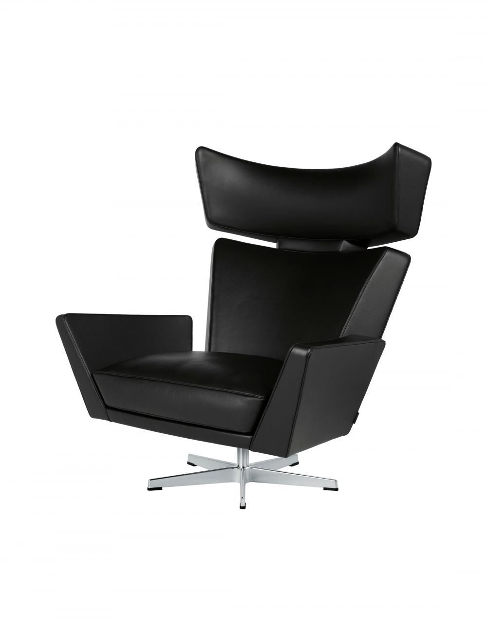 Oksen Lounge Chair Footstool Black Grace Leather No Footstool