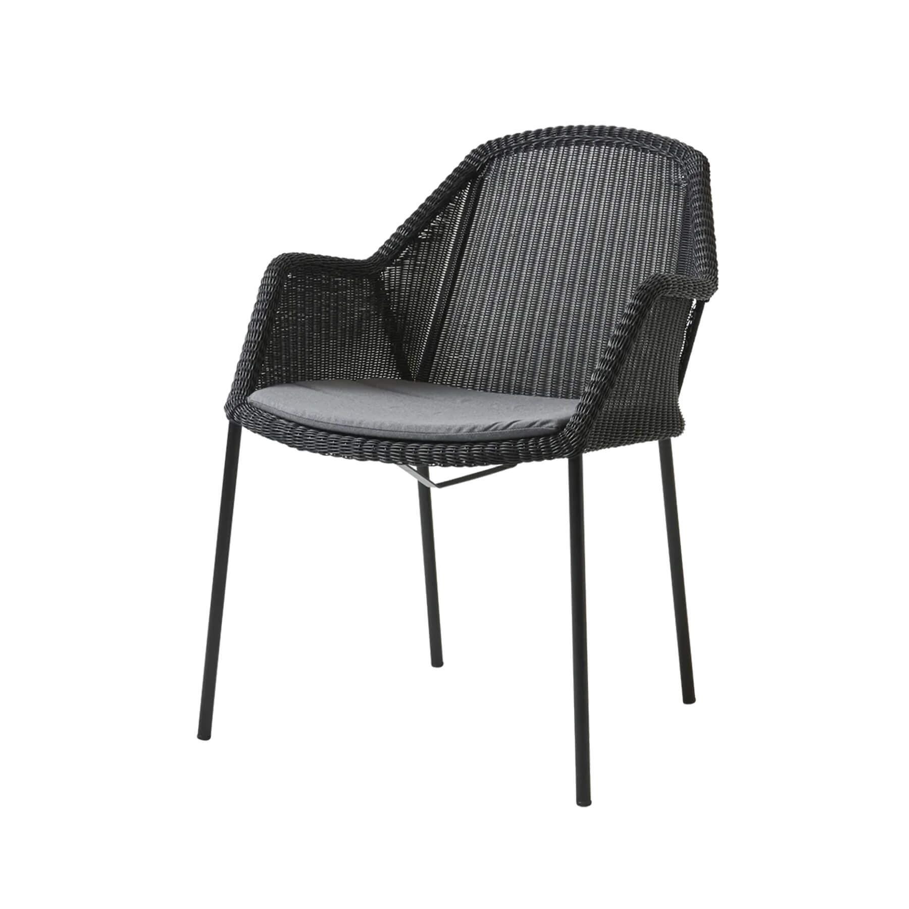 Caneline Breeze Outdoor Chair Black Seat Natte Grey Cushion
