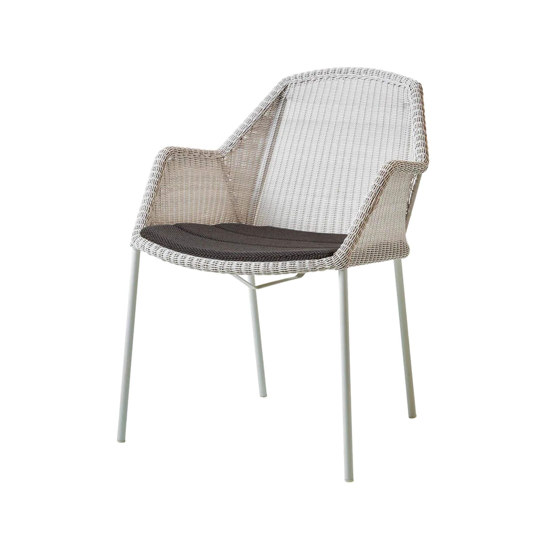 Caneline Breeze Outdoor Chair White Grey Seat Dark Grey Cushion