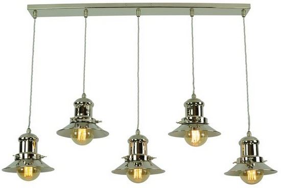 Edison Multiple Pendant 5 Light Polished Nickel