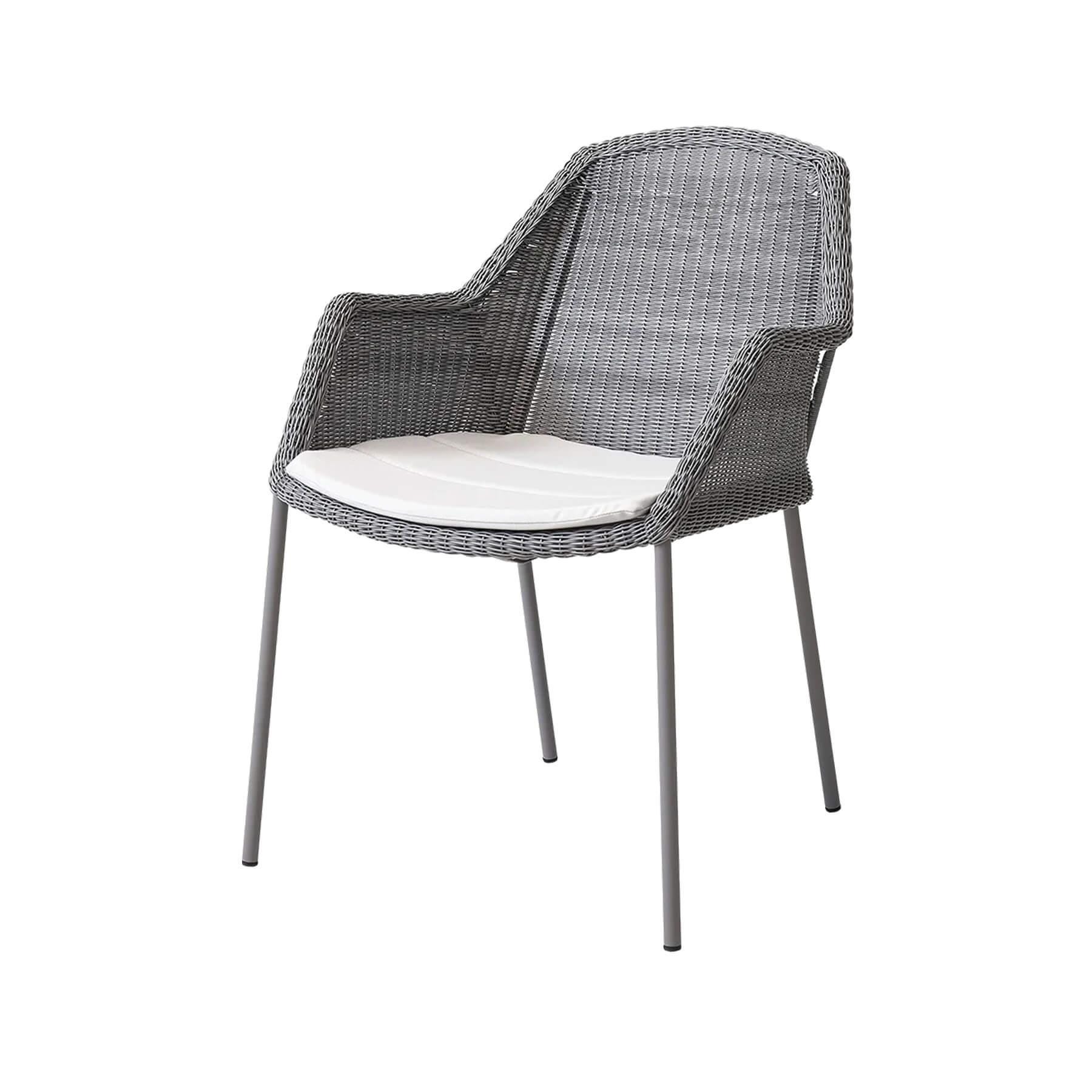 Caneline Breeze Outdoor Chair Light Grey Seat White Cushion