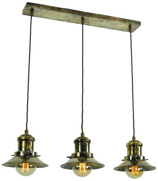 Edison Multiple Pendant 3 Light Antique Brass