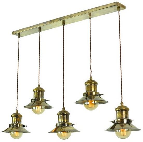 Edison Multiple Pendant 5 Light Antique Brass