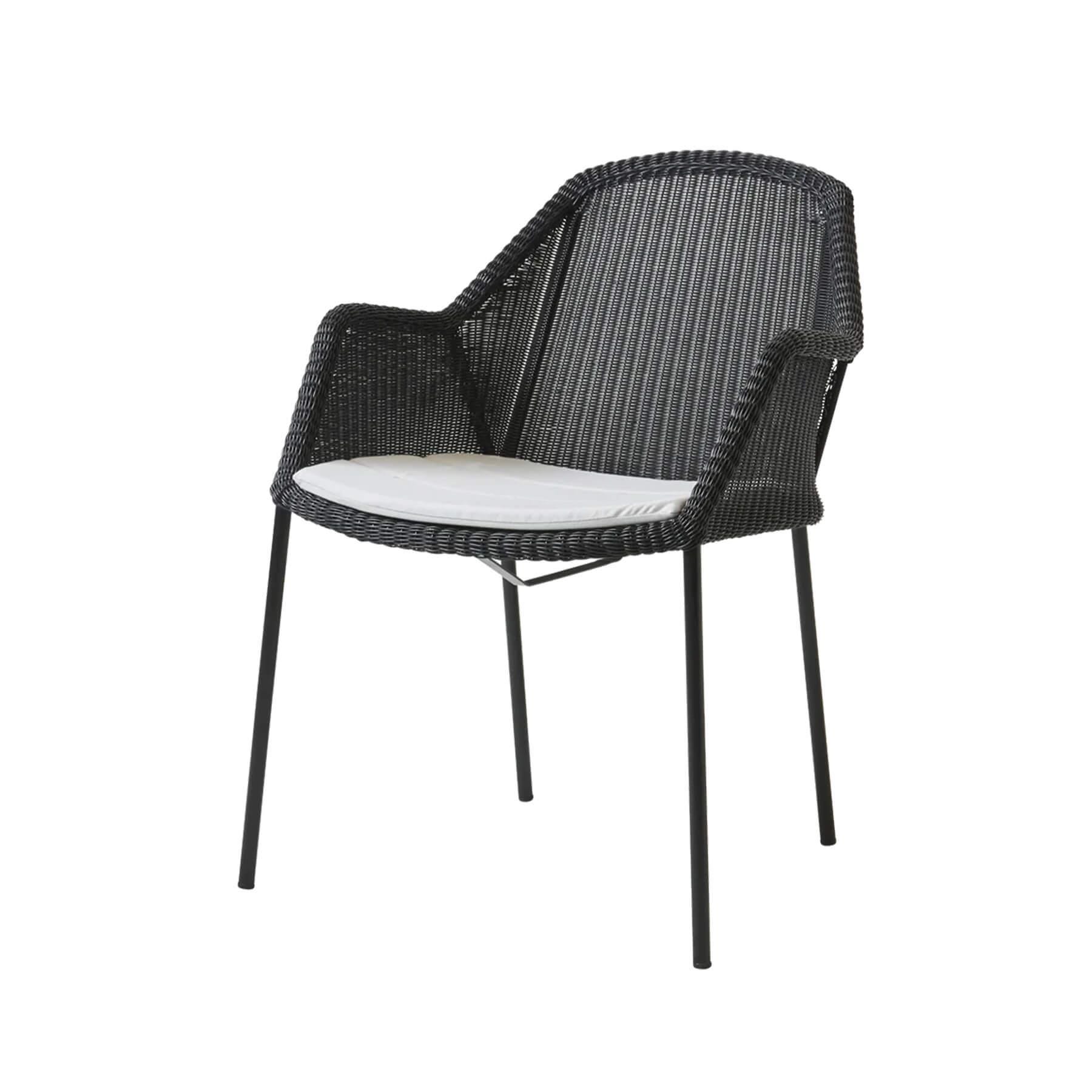 Caneline Breeze Outdoor Chair Black Seat White Cushion