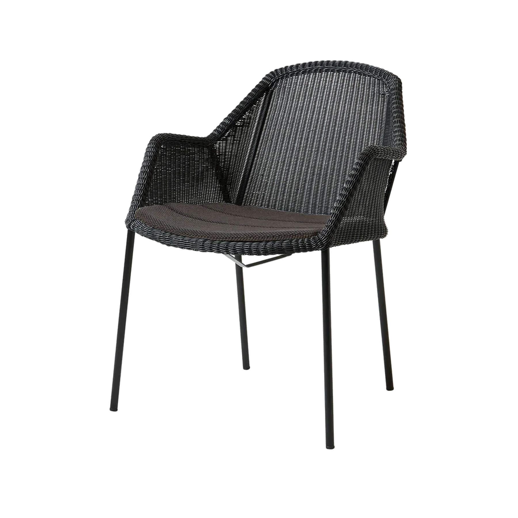 Caneline Breeze Outdoor Chair Black Seat Dark Grey Cushion