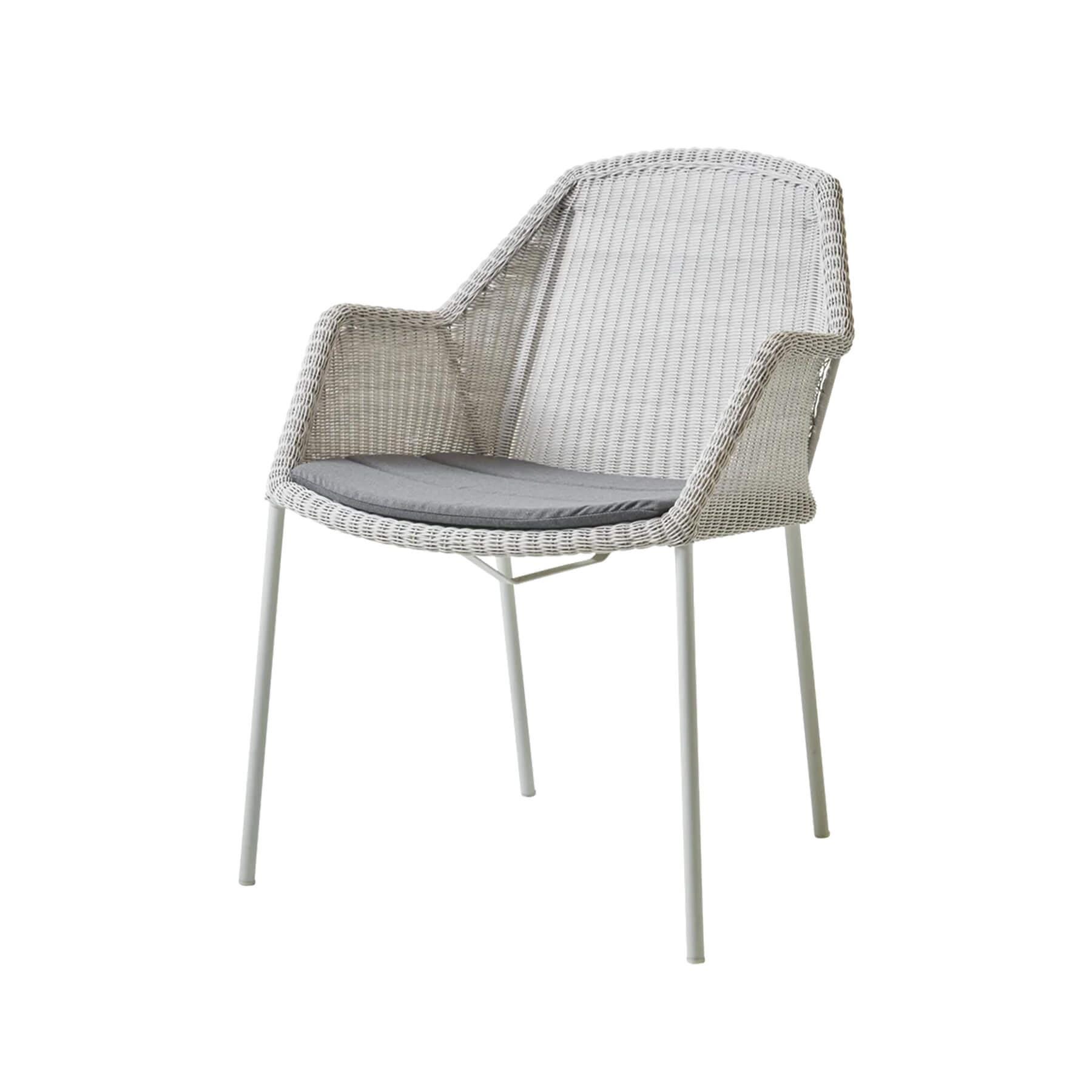 Caneline Breeze Outdoor Chair White Grey Seat Natte Grey Cushion