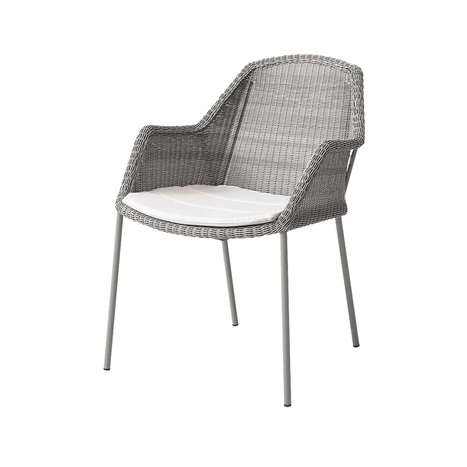 Caneline Breeze Outdoor Chair Taupe Seat White Cushion Grey
