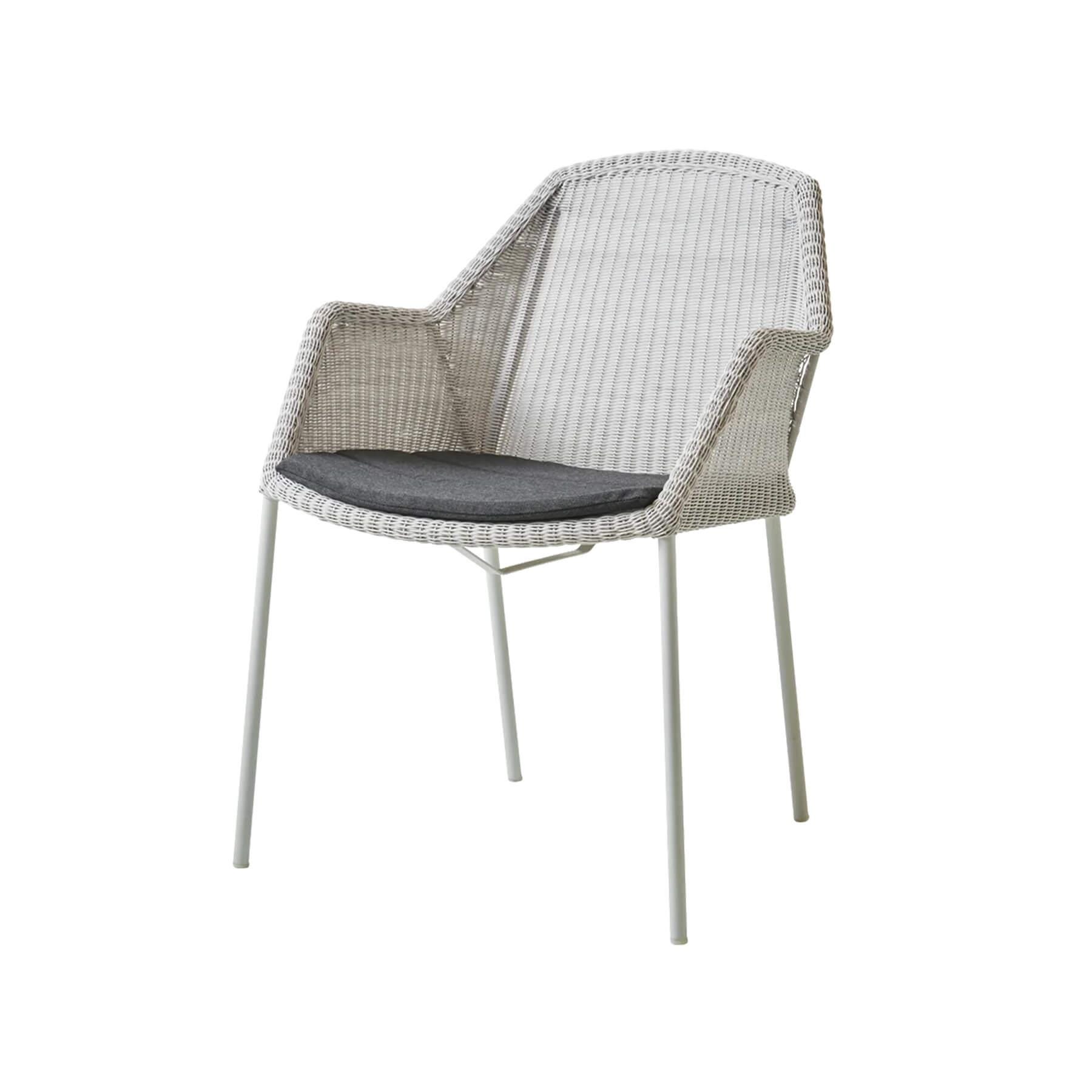 Caneline Breeze Outdoor Chair White Grey Seat Black Cushion