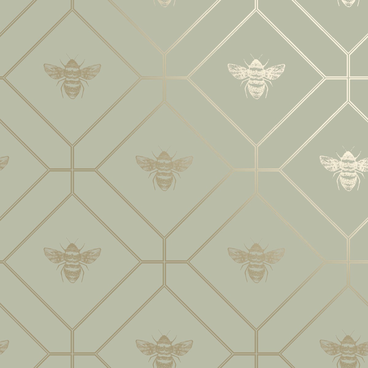 Holden Decor Honeycomb Bee Green Wallpaper 10m x 53cm, Green
