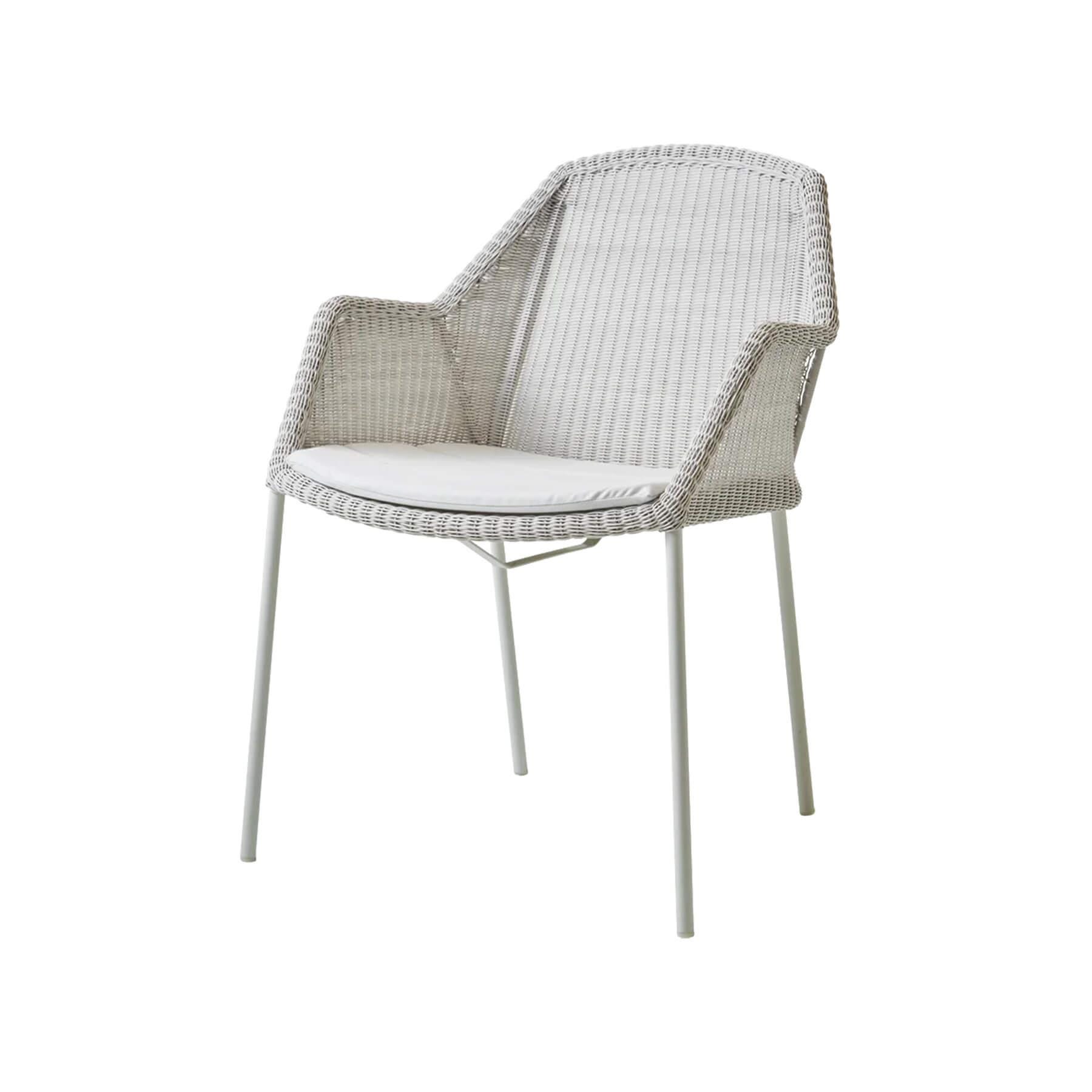 Caneline Breeze Outdoor Chair White Grey Seat White Cushion