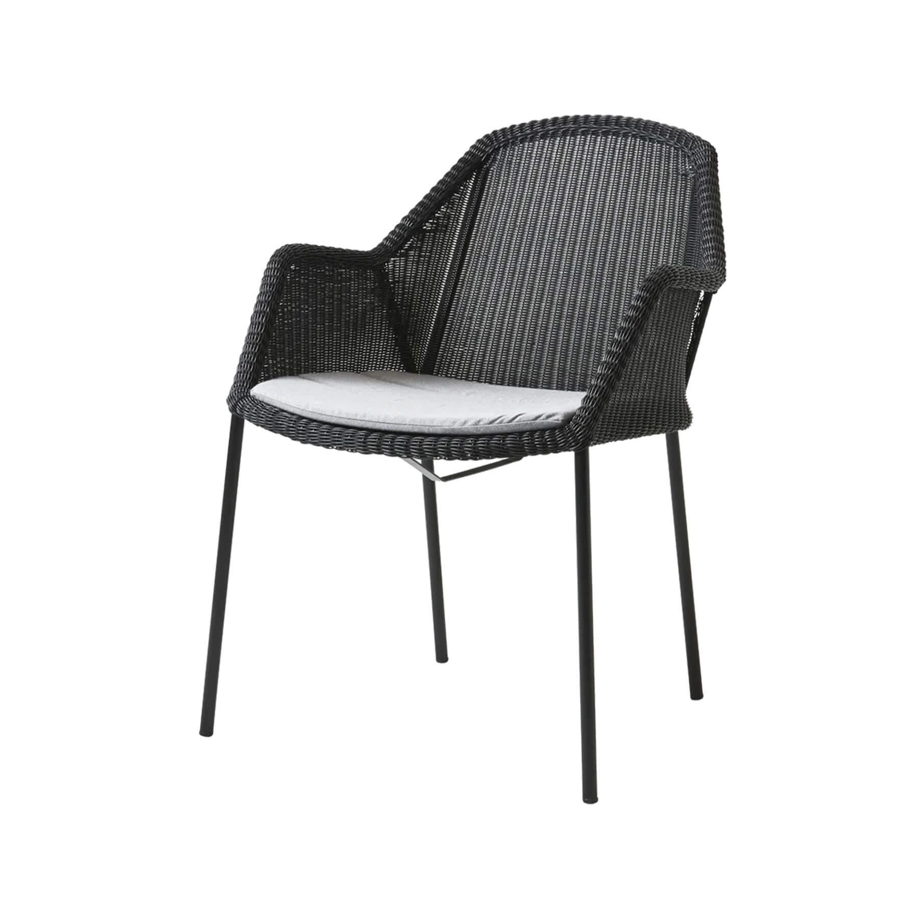 Caneline Breeze Outdoor Chair Black Seat Natte Light Grey Cushion