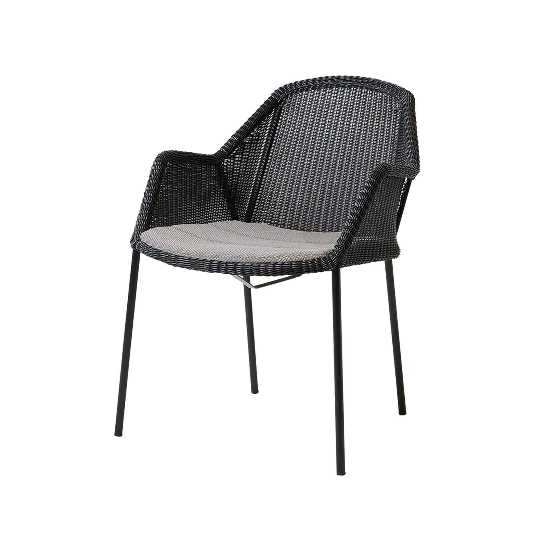 Caneline Breeze Outdoor Chair Black Seat Light Grey Cushion