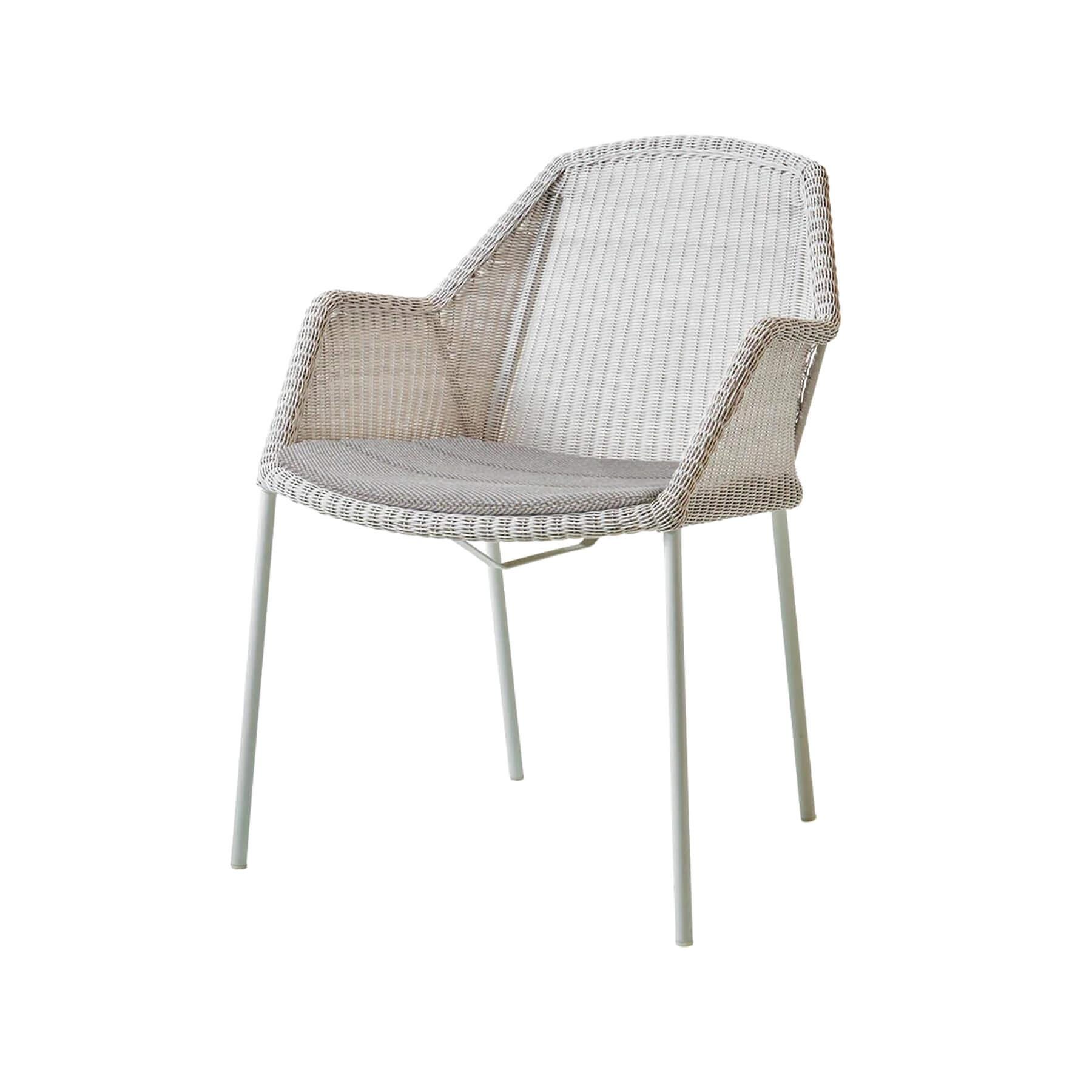 Caneline Breeze Outdoor Chair White Grey Seat Natte Light Grey Cushion