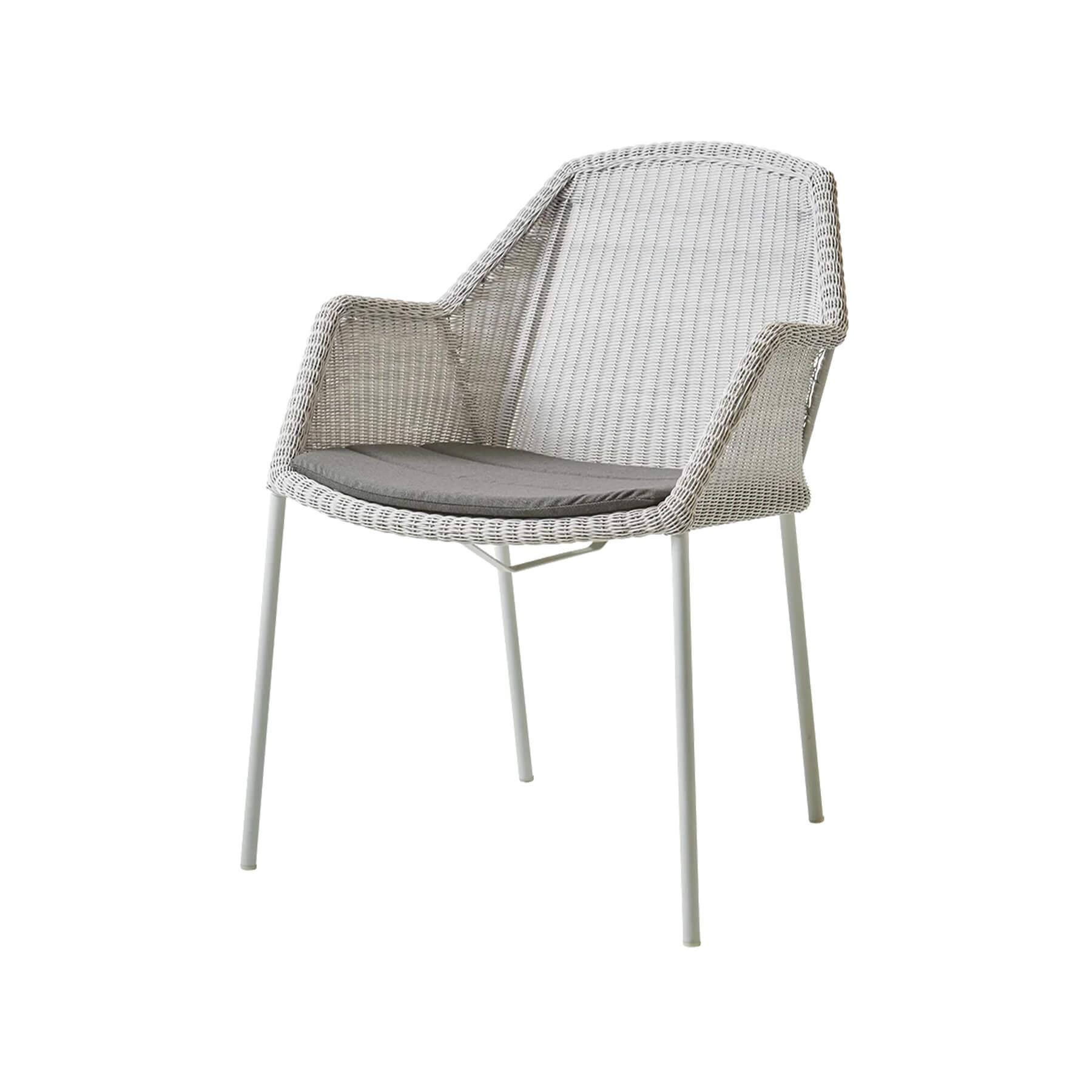 Caneline Breeze Outdoor Chair White Grey Seat Taupe Cushion