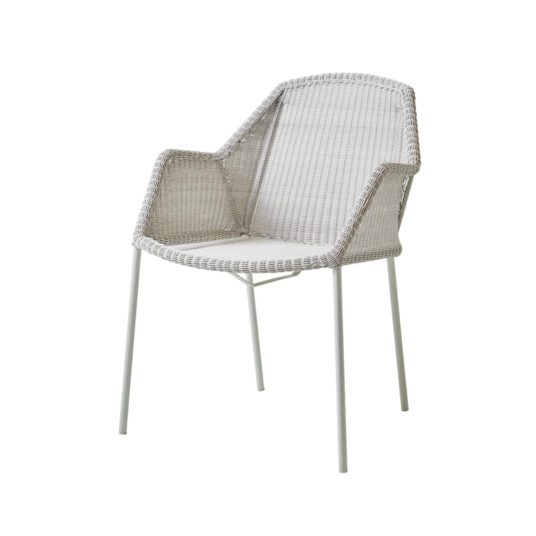 Caneline Breeze Outdoor Chair White Grey Seat No Cushion