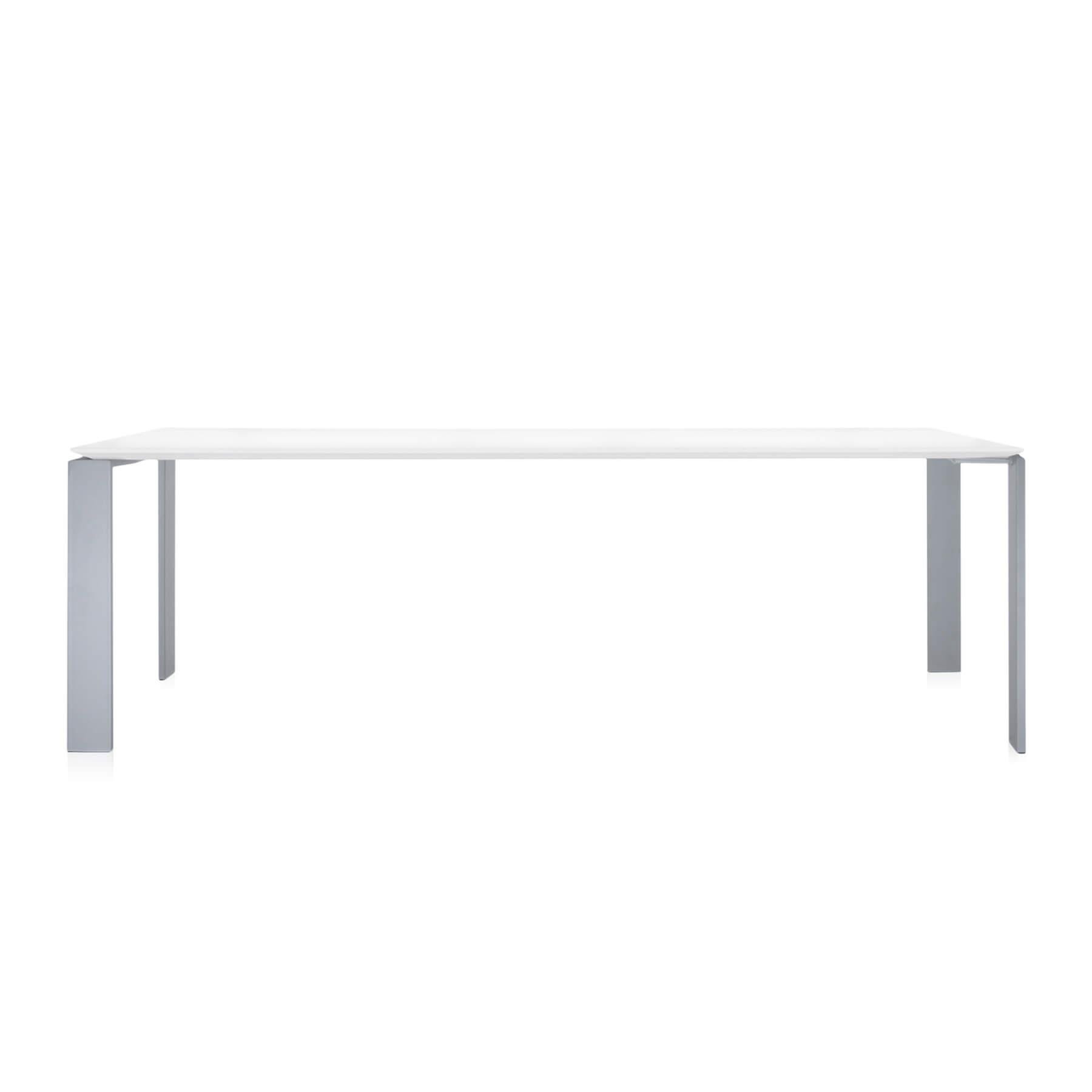 Kartell Four Rectangular Dining Table 223 Alluminium White Designer Furniture From Holloways Of Ludlow