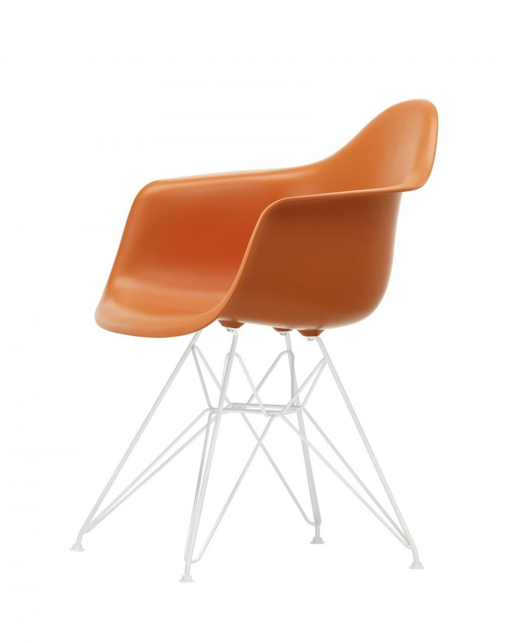 Eames Dar Plastic Armchair White Rusty Orange