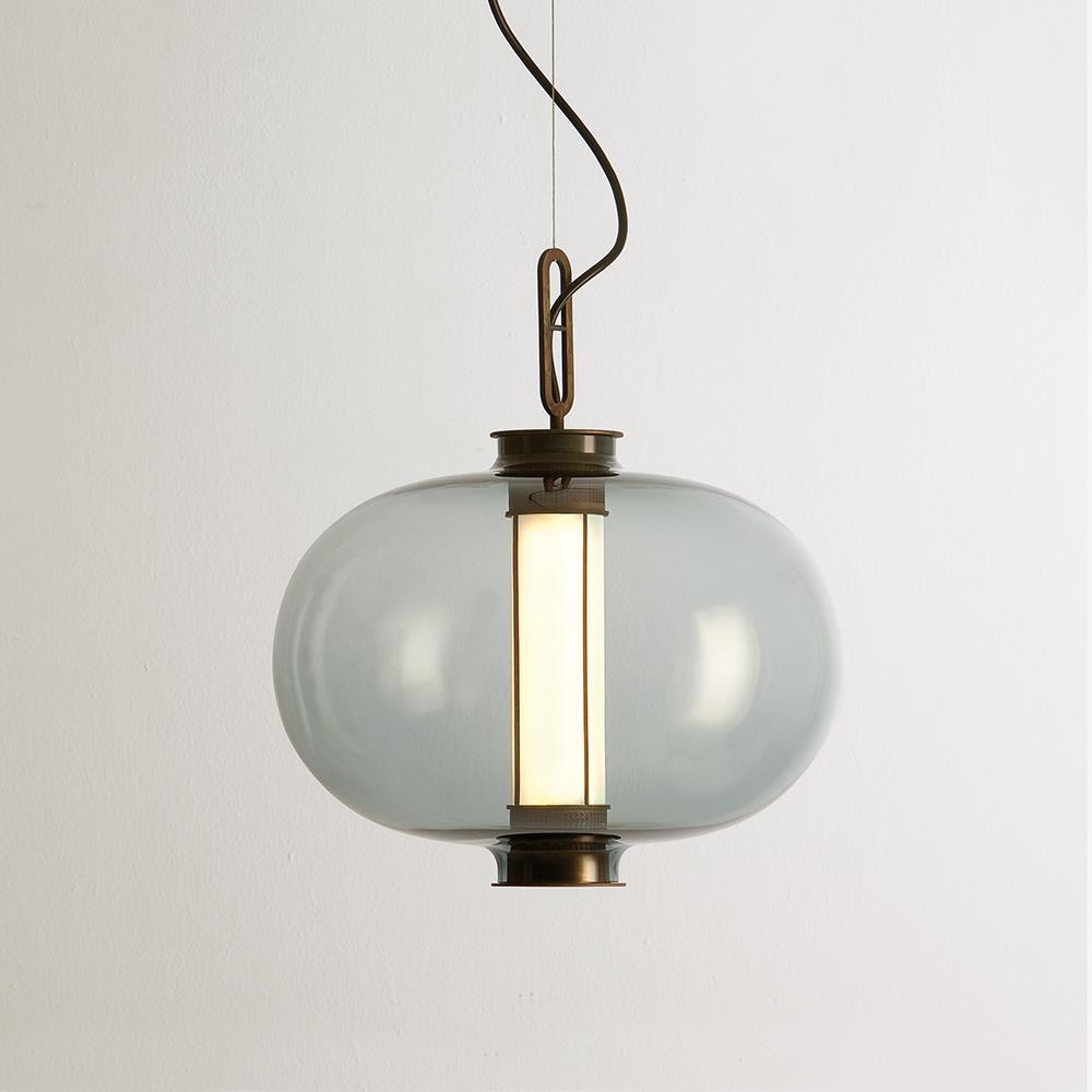 Parachilna Bai Ma Ma Pendant Bronze With Grey Glass Designer Pendant Lighting